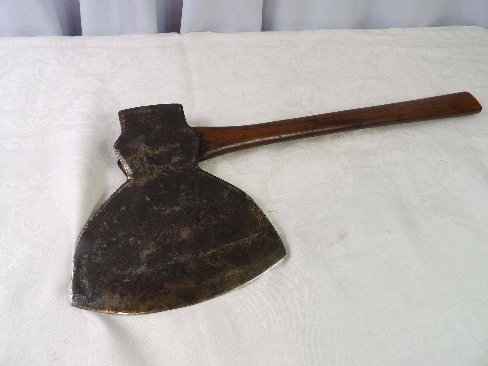 Vintage Faxon Broad Axe: Vintage Faxon Broad Axe, 22" Overall, Widest Part of Head is 8 1/4" in. All measurements approximate. Please see photos for condition and details. Selling as is from 04281.