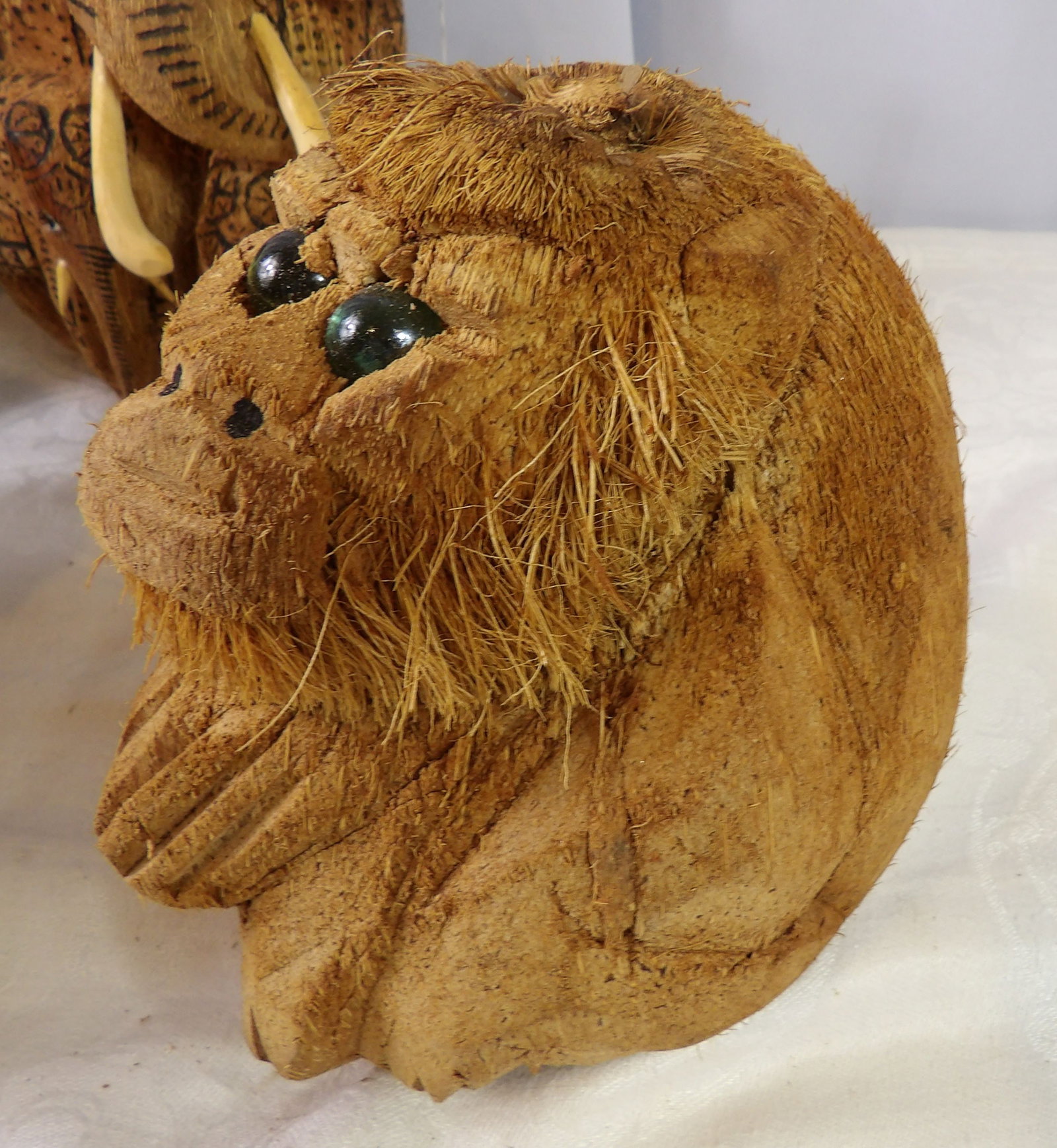 Hand Carved Coconut Monkey - 3