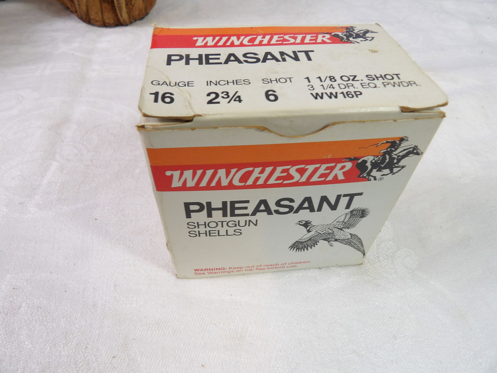 Full Box Winchester 16 Gauge #6 Shot Ammo: Full Box Winchester 16 Gauge #6 Shot, 2 3/4" Ammo. All measurements approximate. Please see photos for condition and details. Selling as is from 04281.