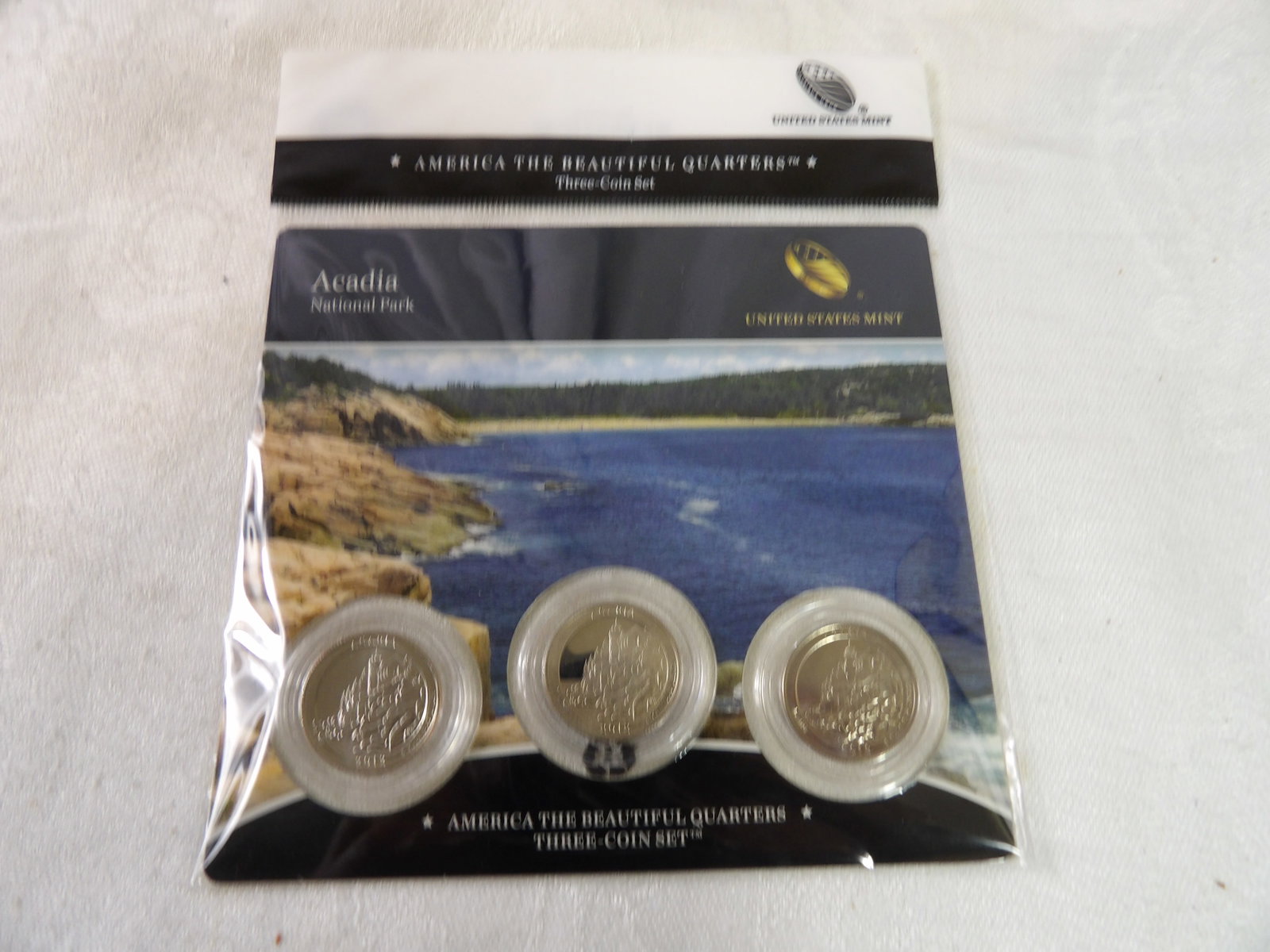 2012 Acadia National Park 3 Quarter Coin Set: 2012 Acadia National Park Quarter, 3 Coin Set, Unopened. All measurements approximate. Please see photos for condition and details. Selling as is from 04281.