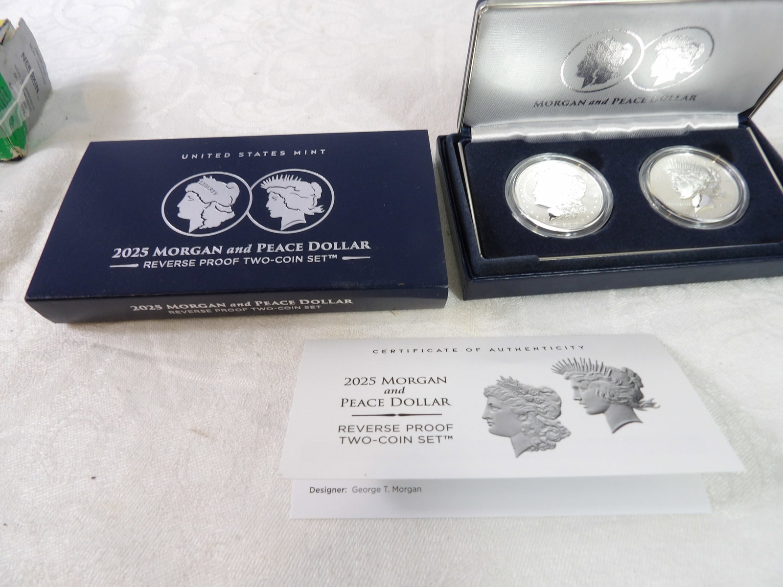 2025 Morgan & Peace Dollar Reverse Silver Proof Set: 2025 Morgan & Peace Dollar Reverse Proof Set., .999 Silver. All measurements approximate. Please see photos for condition and details. Selling as is from 04281.