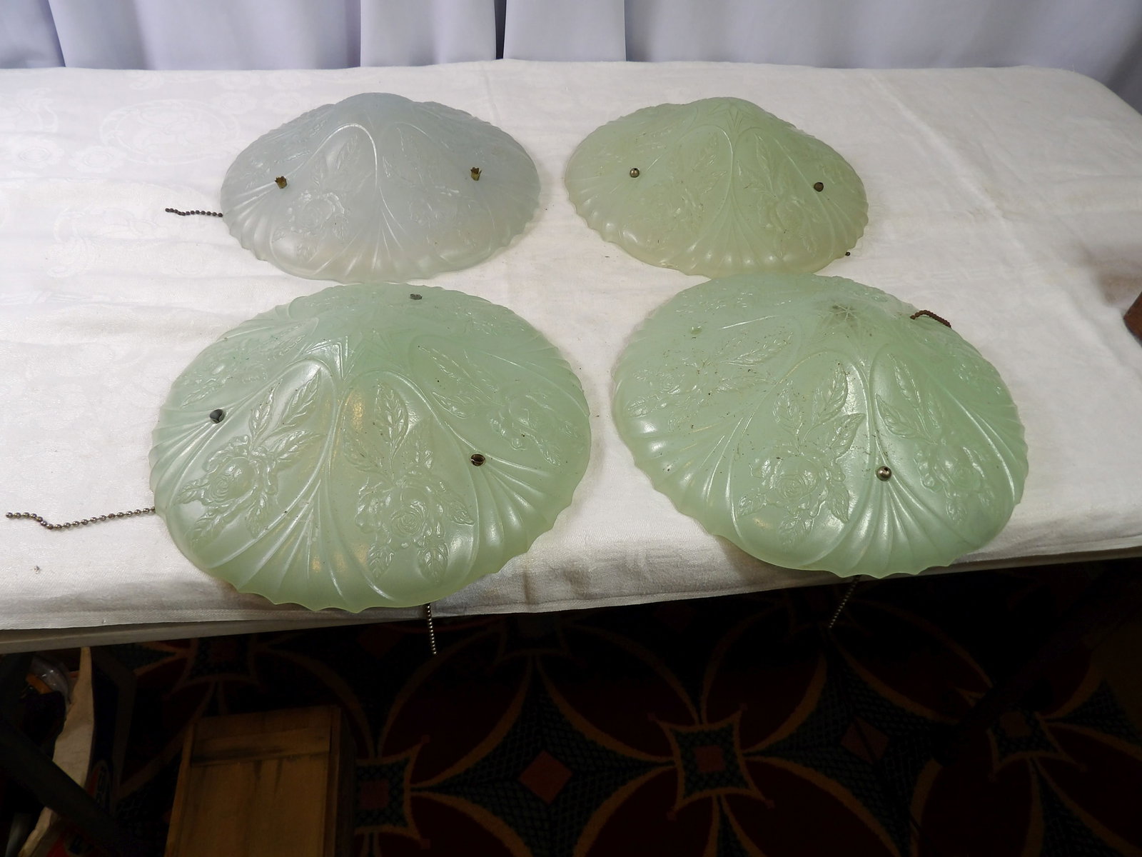 4 PCS.-Depression Glass Light Shades (1 of 4)