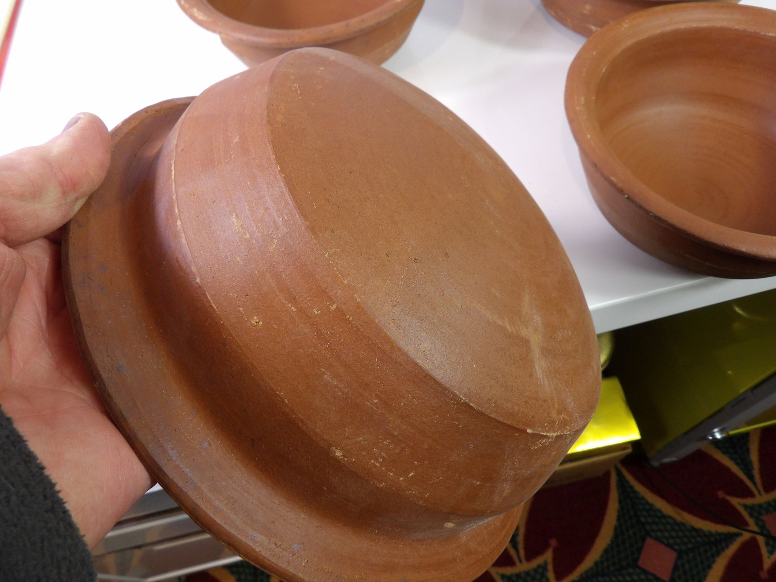 6 PCS.-Handmade Earthenware Bowls: Set of 6 Sri Lankan Handmade Earthenware Bowl, 8 3/4" Diameter. All measurements approximate. Please see photos for condition and details. Selling as is from 04281.