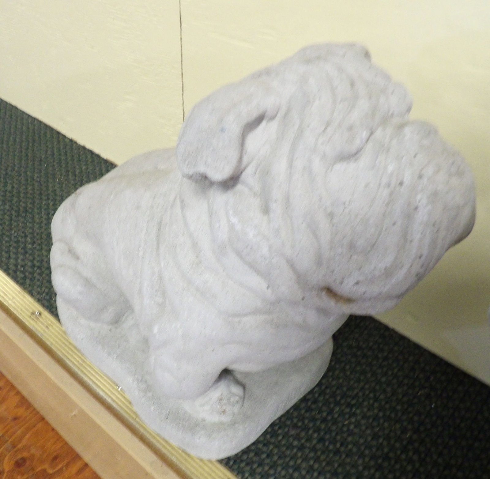 14" Bulldog Garden Statue: 14" Concrete Bulldog Garden Statue. All measurements approximate. Please see photos for condition and details. Selling as is from 04281.