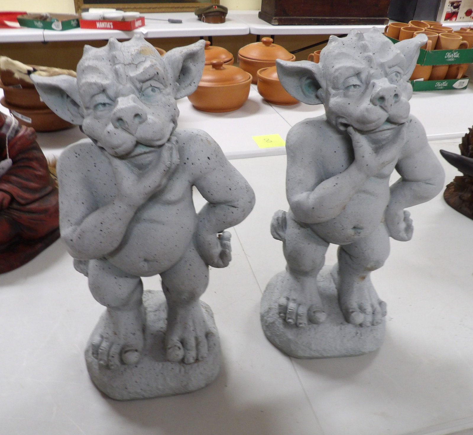 Pair of Gargoyle Statues: Pair of Resin Gargoyle Statues, 15" Tall. All measurements approximate. Please see photos for condition and details. Selling as is from 04281.