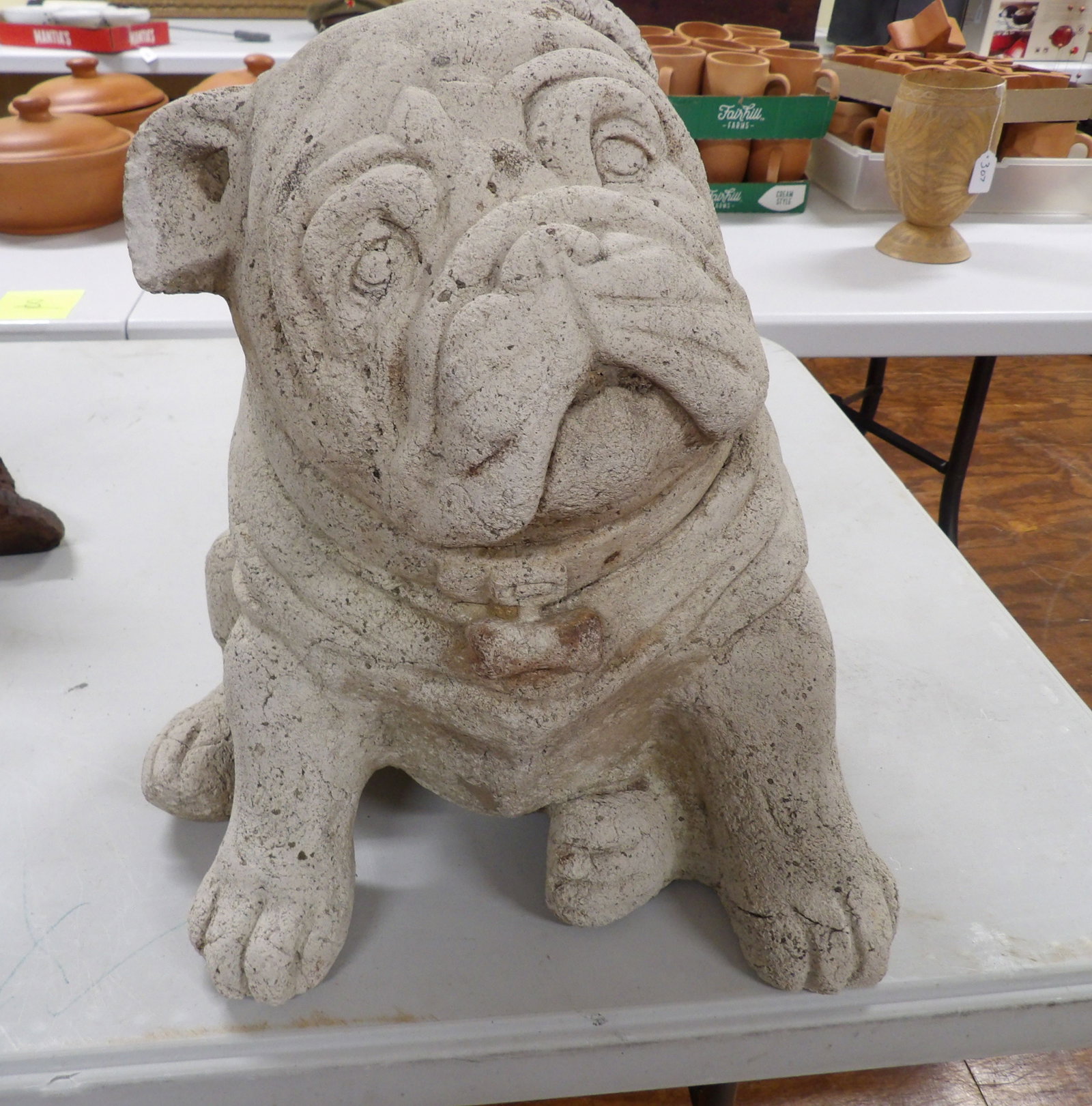 Bulldog Garden Statue: 13" Sitting Bulldog Garden Statue, Resin. All measurements approximate. Please see photos for condition and details. Selling as is from 04281.