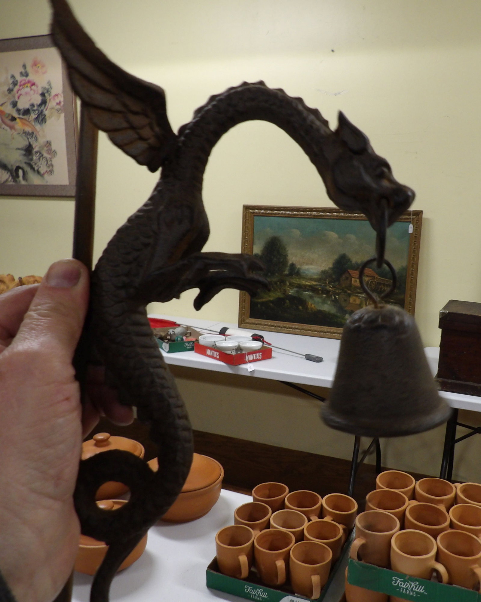 Dragon Doorbell: Cast Iron Dragon Doorbell, 13" Long. All measurements approximate. Please see photos for condition and details. Selling as is from 04281.