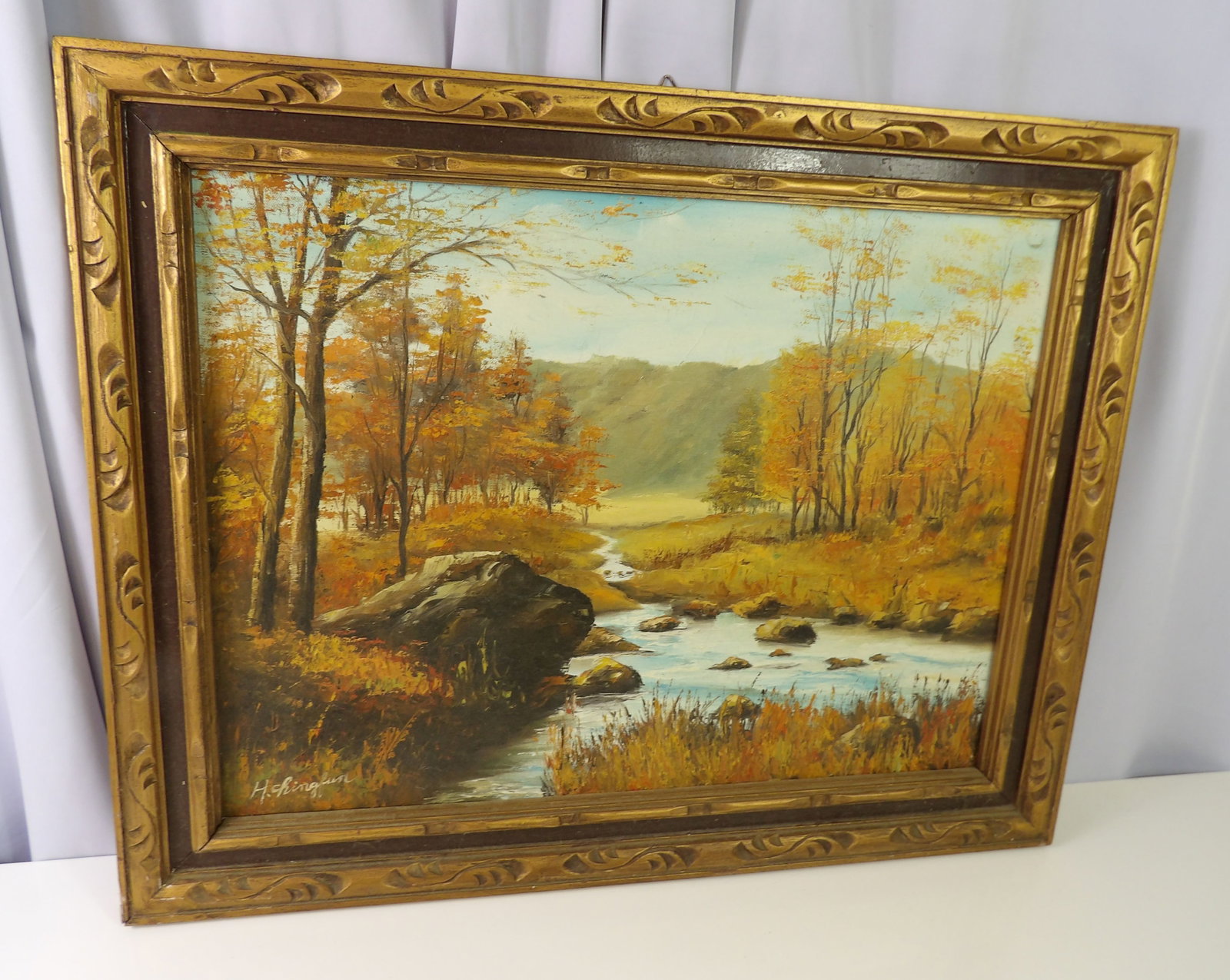 Vintage Autumn River Oil Painting (1 of 3)