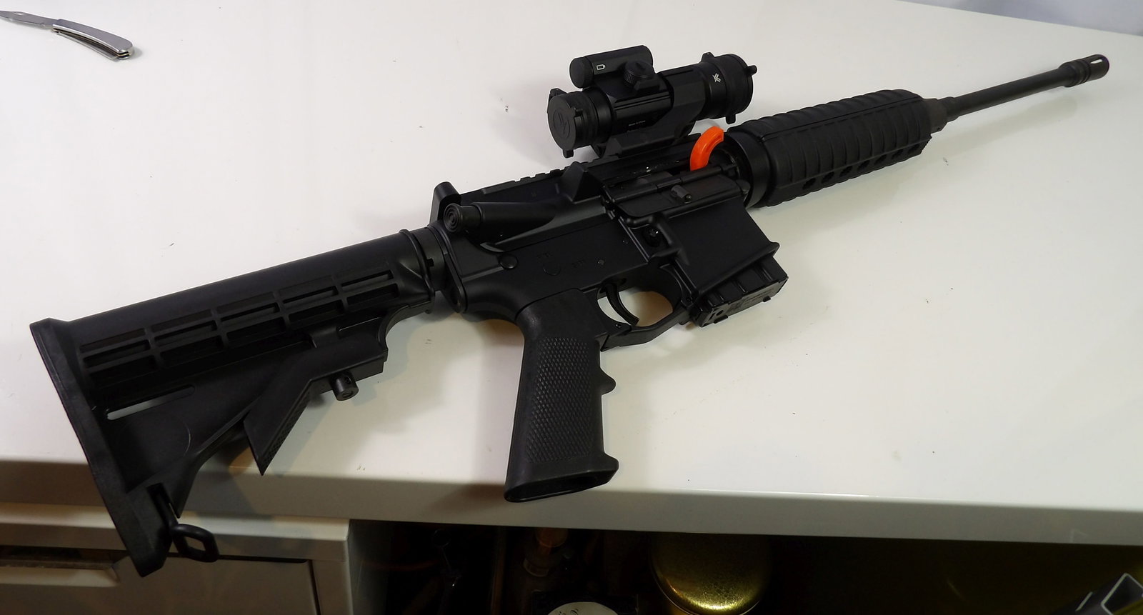 Del-Ton DTI 15 Caliber with Scope: Del-Ton DTI 15 Caliber 5.56 MM with Strike Fire Scope. Firearms produced after 1898 have to be sold through an FFL dealer. We are working with Ship Happens (231 Main Street in Norway, ME). All firearm