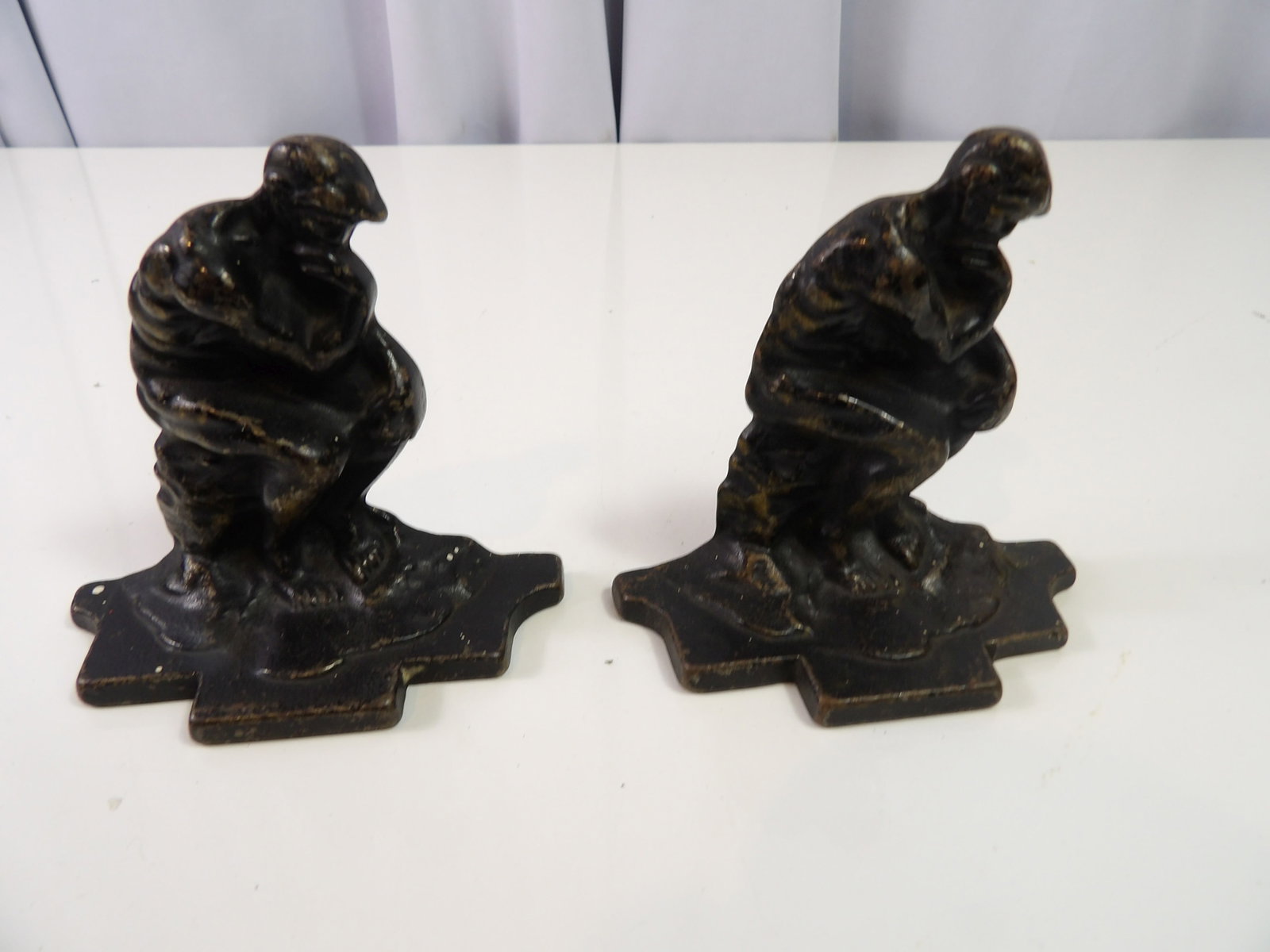 Pair of Vintage Bookends: Pair of Vintage Rodin the Thinker Case Bookends. All measurements approximate. Please see photos for condition and details. Selling as is from 04281.