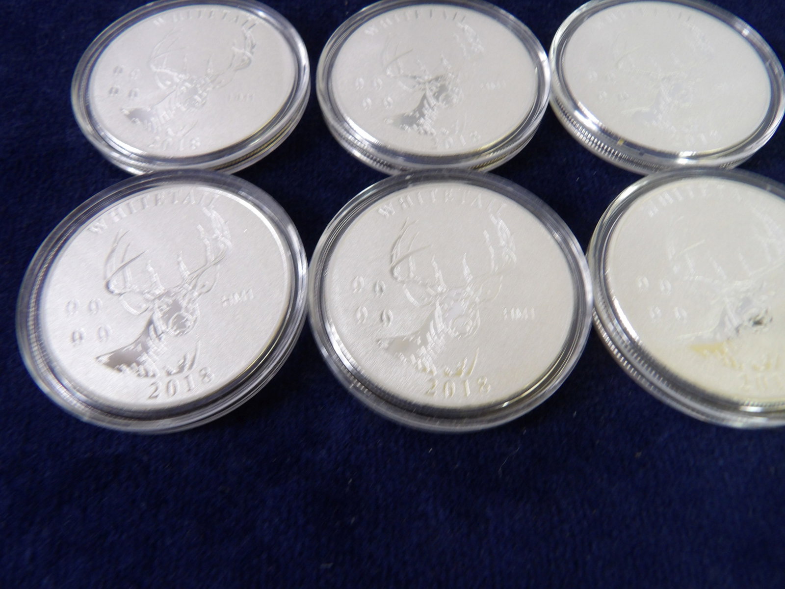6 PCS.-1 Troy Ounce Silver Rounds: (6) 1 Troy Ounce, .999 Fine Silver, National Rifle Association Silver Rounds. All measurements approximate. Please see photos for condition and details. Selling as is from 04281.