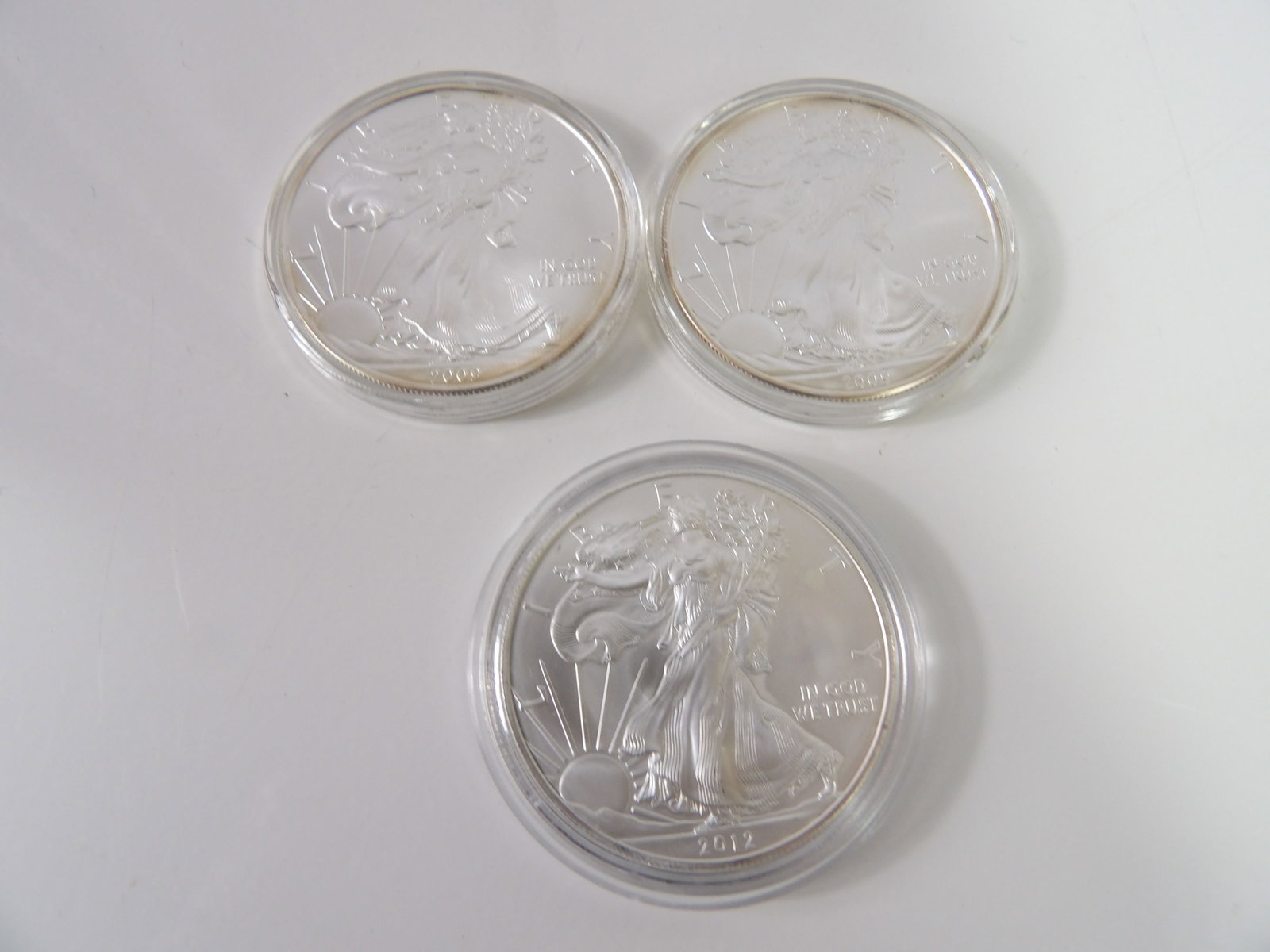 3 Silver Eagle Bullion, (2) 2009 & (1) 2012 (1 of 4)
