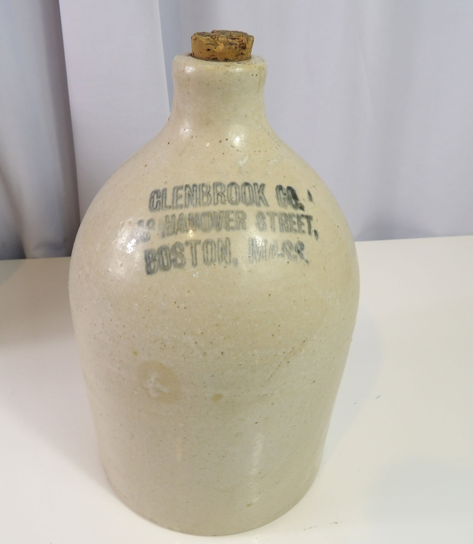 Vintage Glenbrook Co. Stoneware Jug: Vintage Stoneware Jug. Glenbrook Co., Boston, Mass. All measurements approximate. Please see photos for condition and details. Selling as is from 04281.