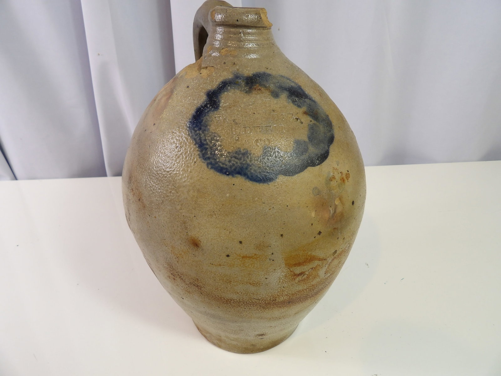 Antique Stoneware Jug with Cobalt Decoration (1 of 4)
