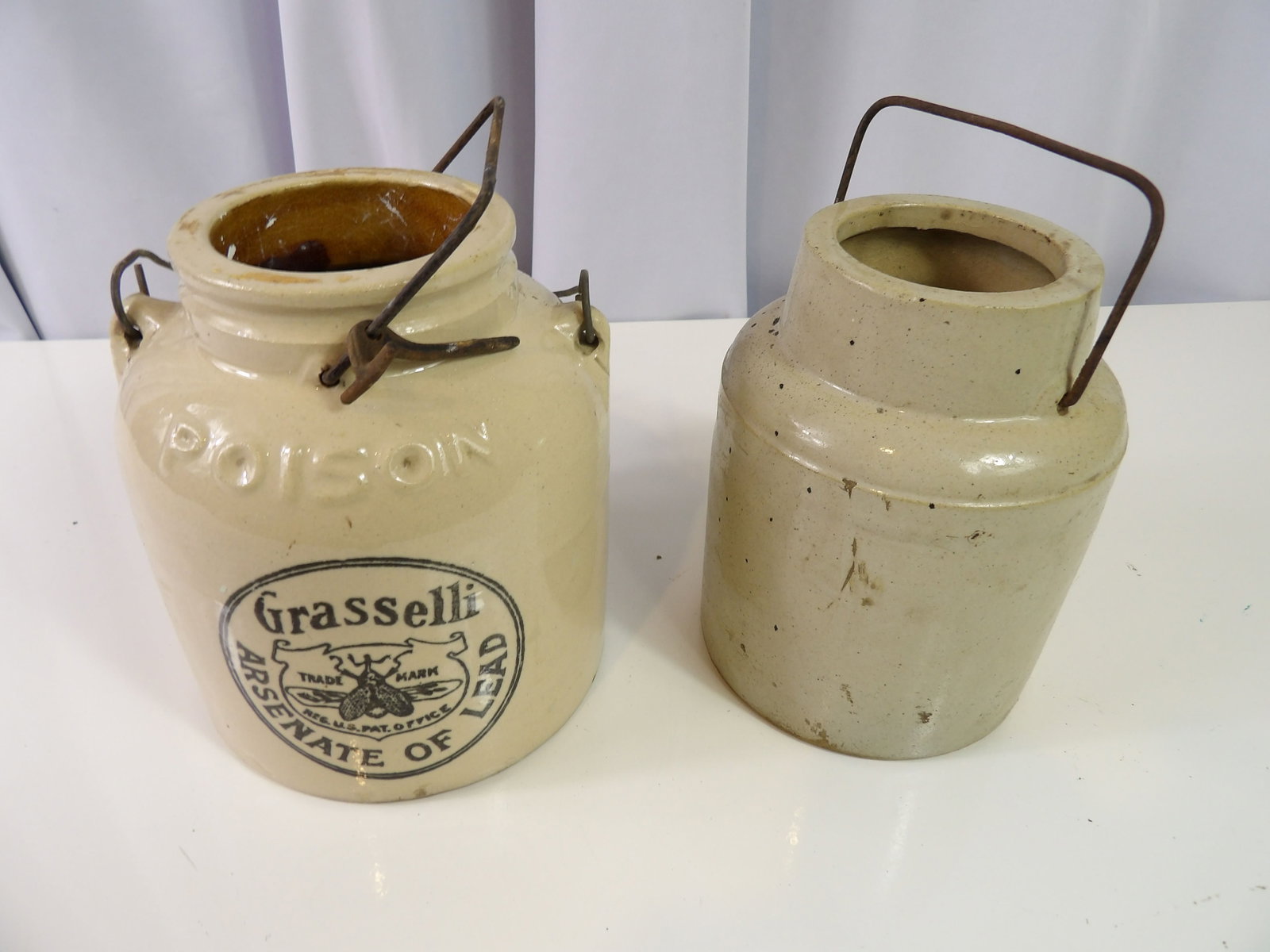 Pair of Early Stoneware Jugs, 1 Grasselli Poison Jug (1 of 4)