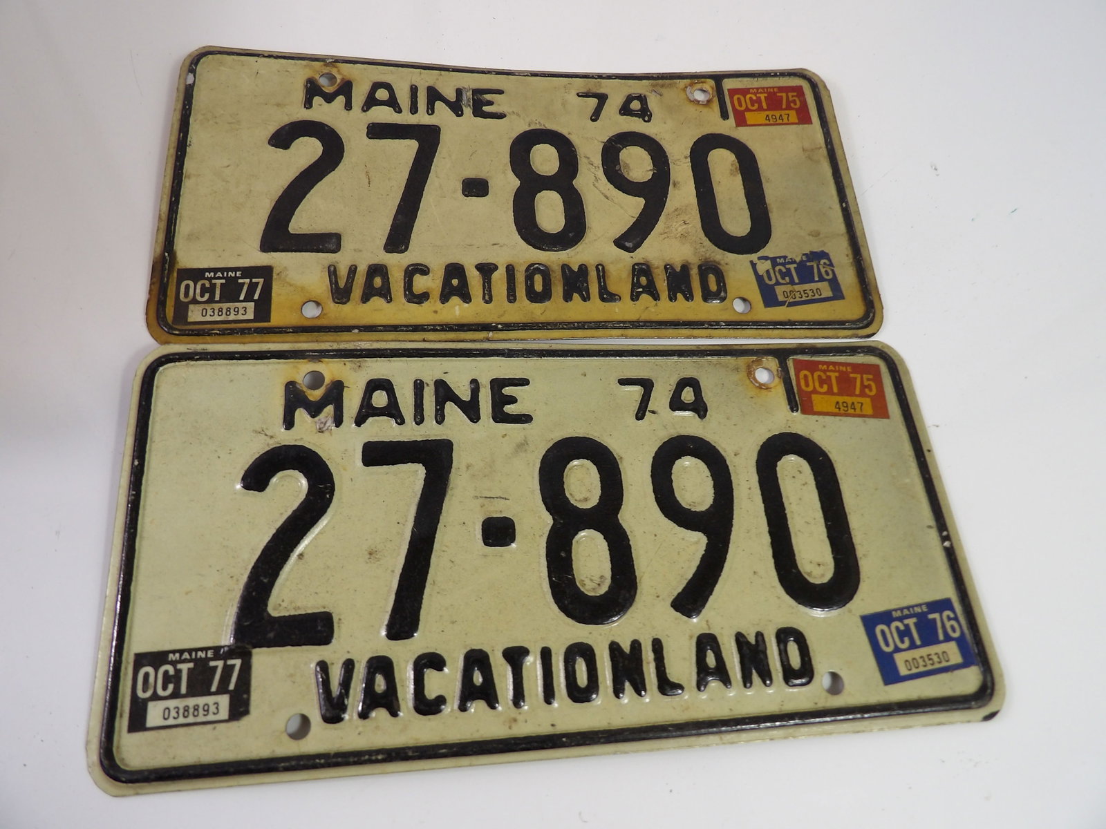 Pair of 1974 Maine License Plates (1 of 3)