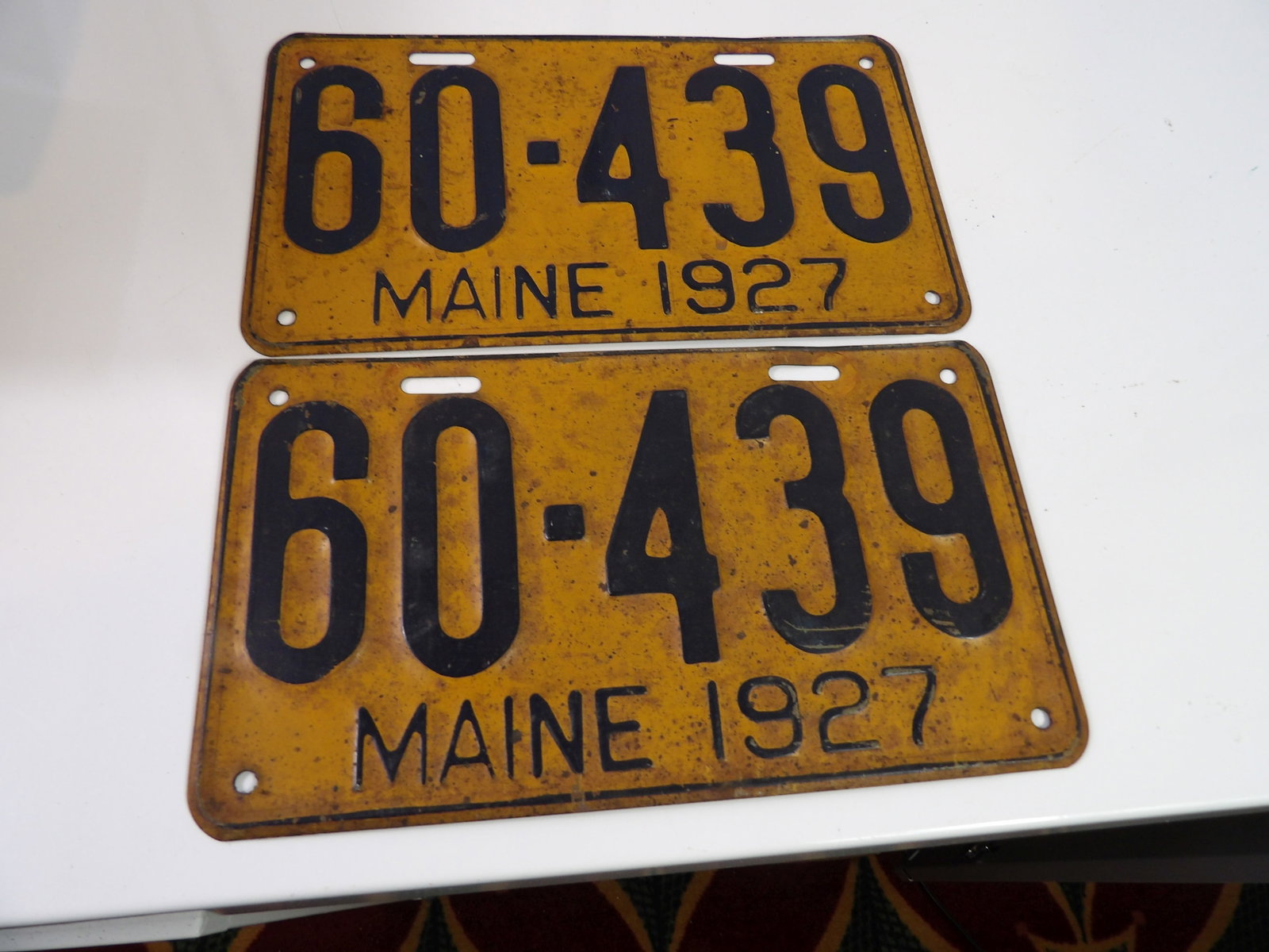 Pair of 1927 Maine License Plates (1 of 4)