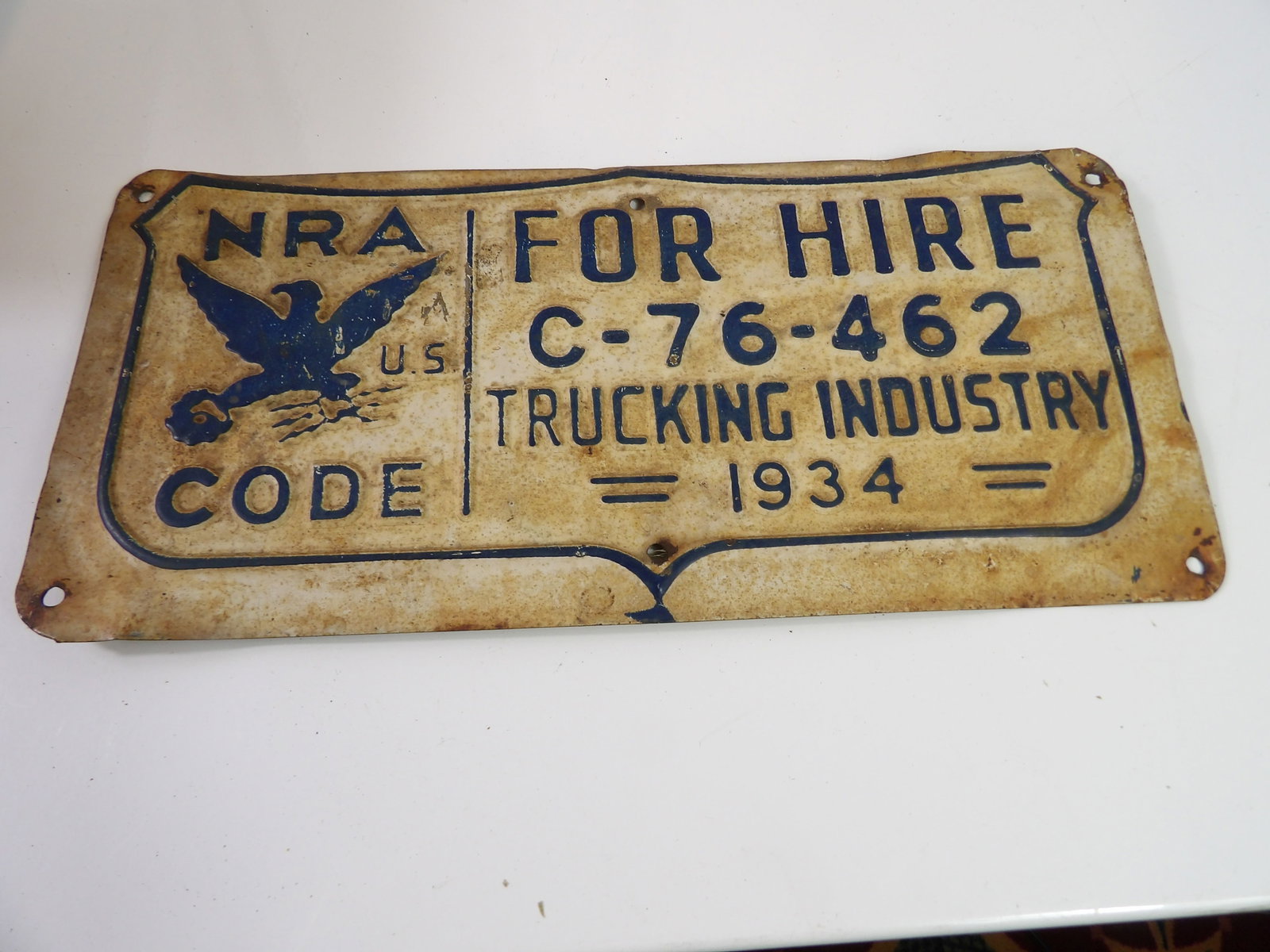 1934 NRA For Hire License Plates (1 of 3)