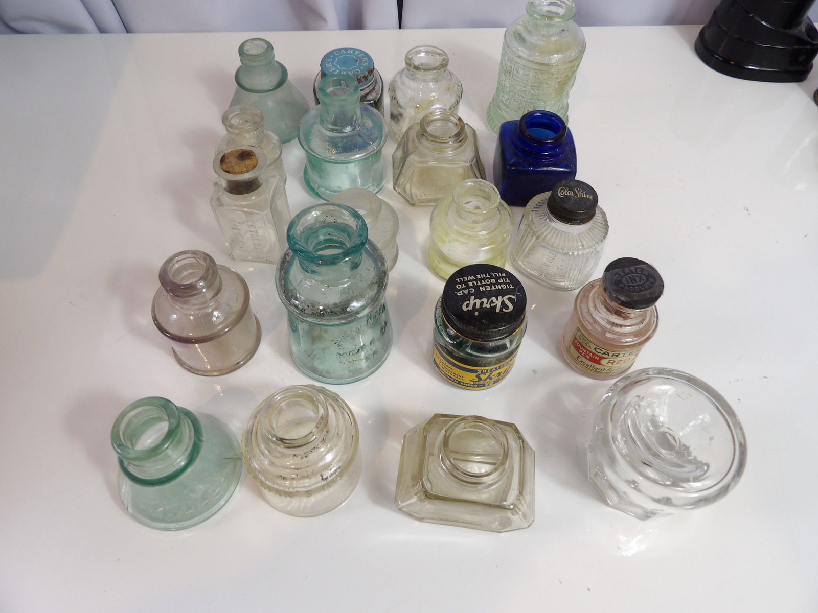 Collection of 20 Vintage Ink Bottles: Collection of 20 Vintage Ink Bottles. All measurements approximate. Please see photos for condition and details. Selling as is from 04281.