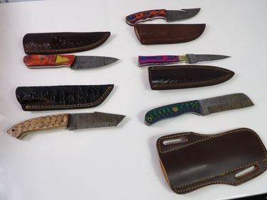 5 Handmade Damascus Steel Knives With Sheaths