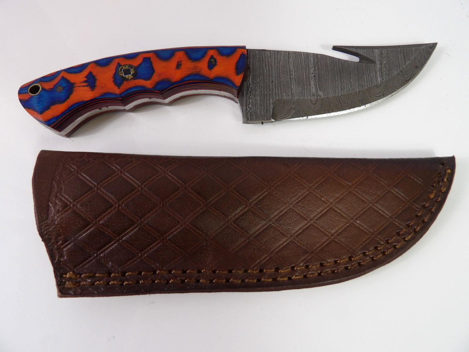 5 Handmade Damascus Steel Knives With Sheaths - 3