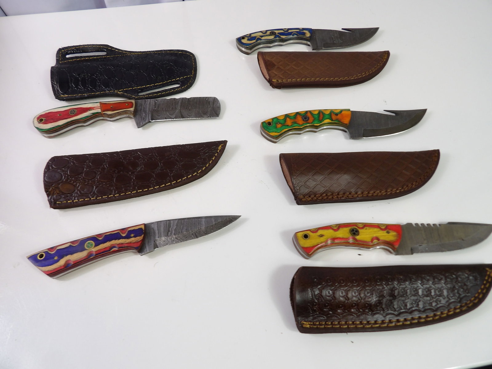 5 Handmade Damascus Steel Knives With Sheaths (1 of 5)
