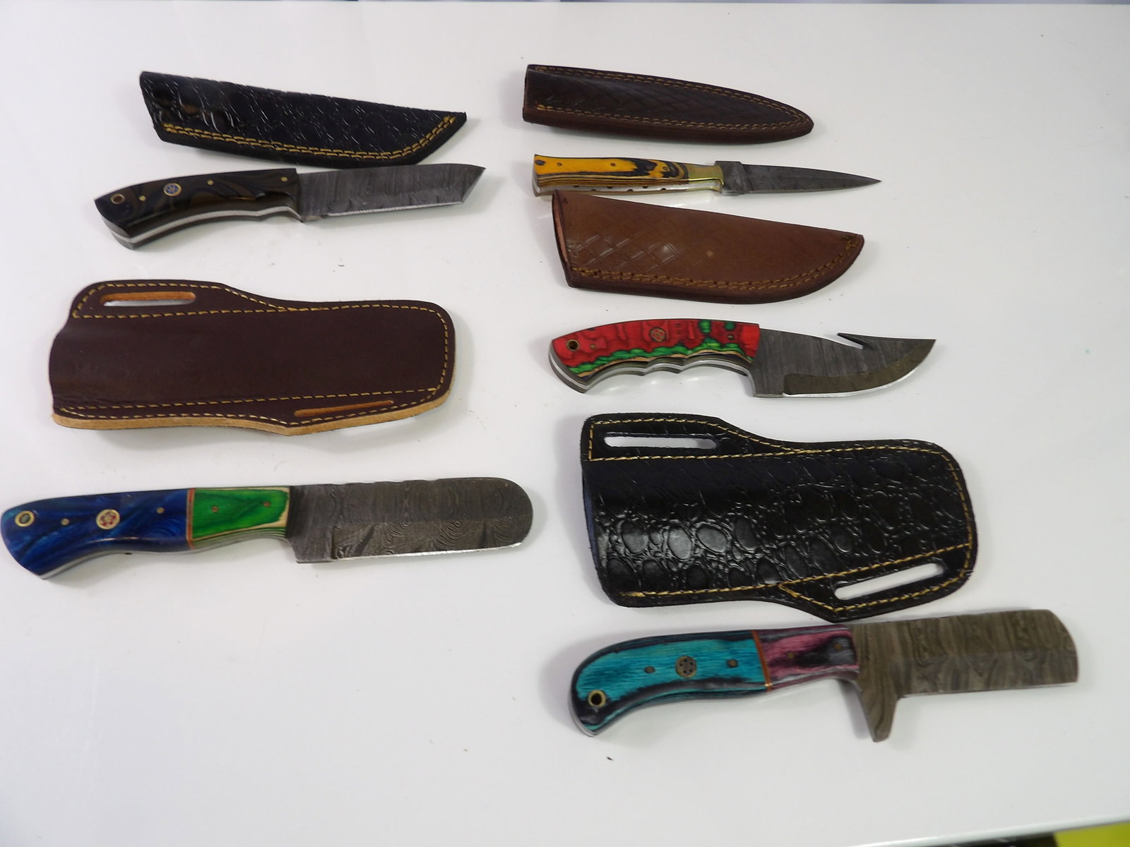 5 Handmade Damascus Steel Knives With Sheaths (1 of 5)