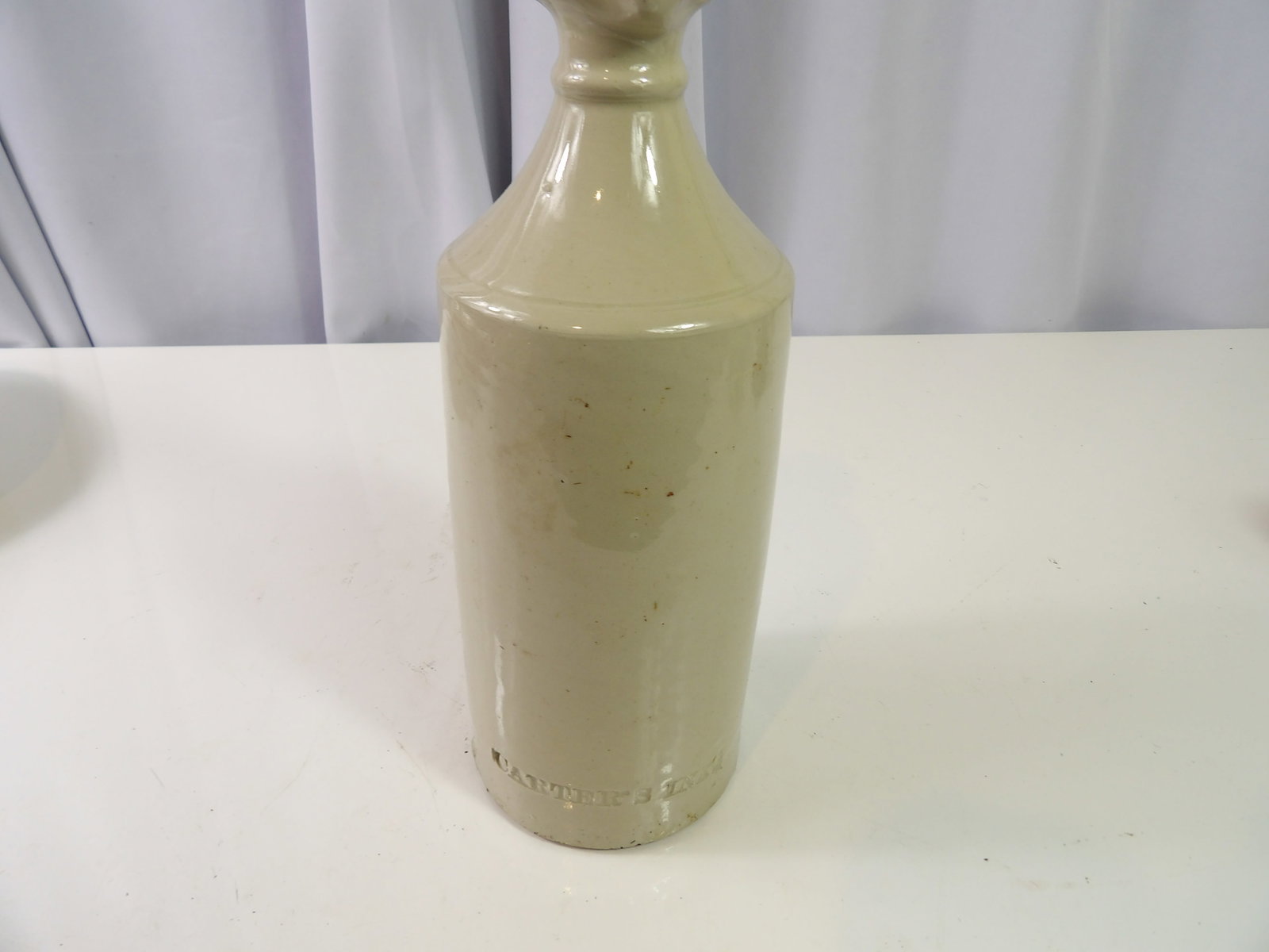 Antique Stoneware Ink Bottle: Antique Stoneware Ink Bottle, Likely English. All measurements approximate. Please see photos for condition and details. Selling as is from 04281.