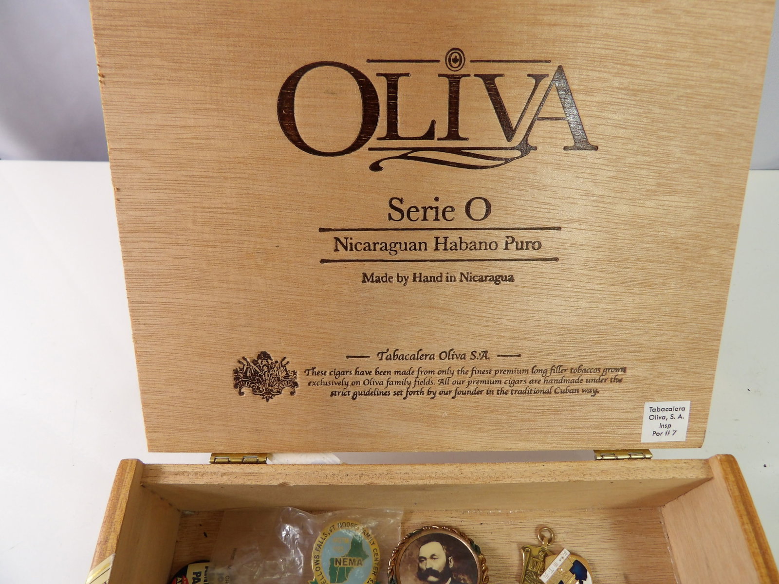 Cigar Box with Misc. Pins - 2