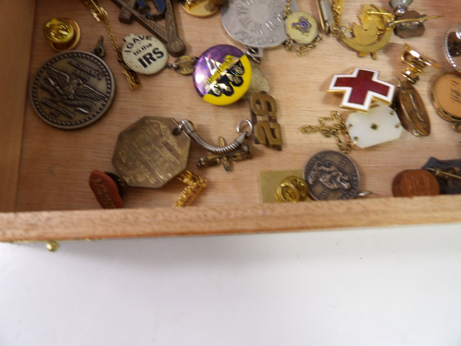 Cigar Box with Misc. Pins - 4