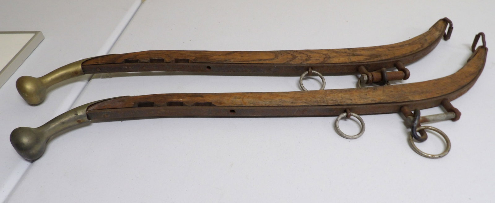 Pair of Vintage Hanes With Brass Ends: Pair of Vintage Hanes with Brass Ends. All measurements approximate. Please see photos for condition and details. Selling as is from 04281.