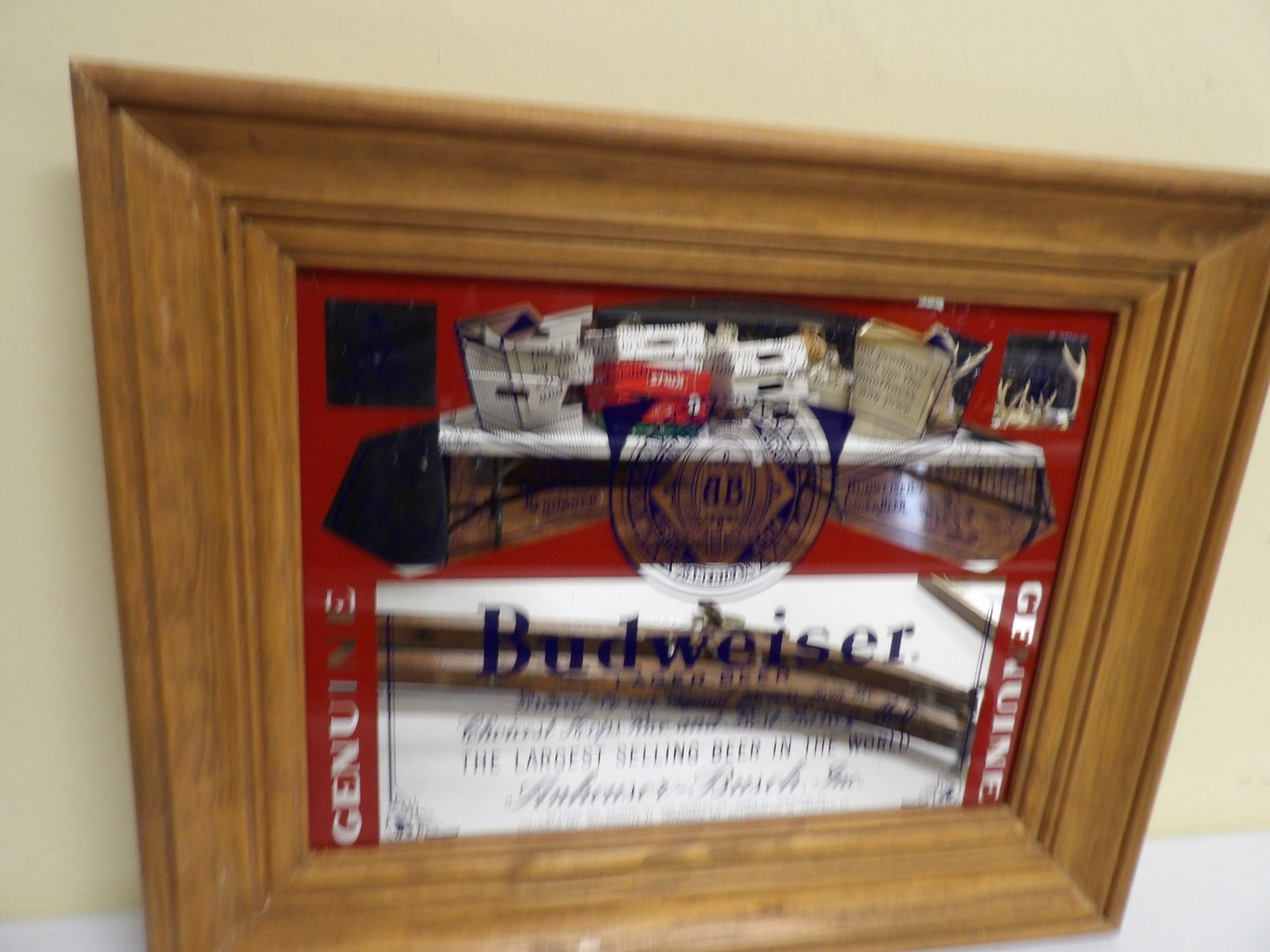 Early Budweiser Mirror: Early Budweiser Mirror, 17" X 21". All measurements approximate. Please see photos for condition and details. Selling as is from 04281.