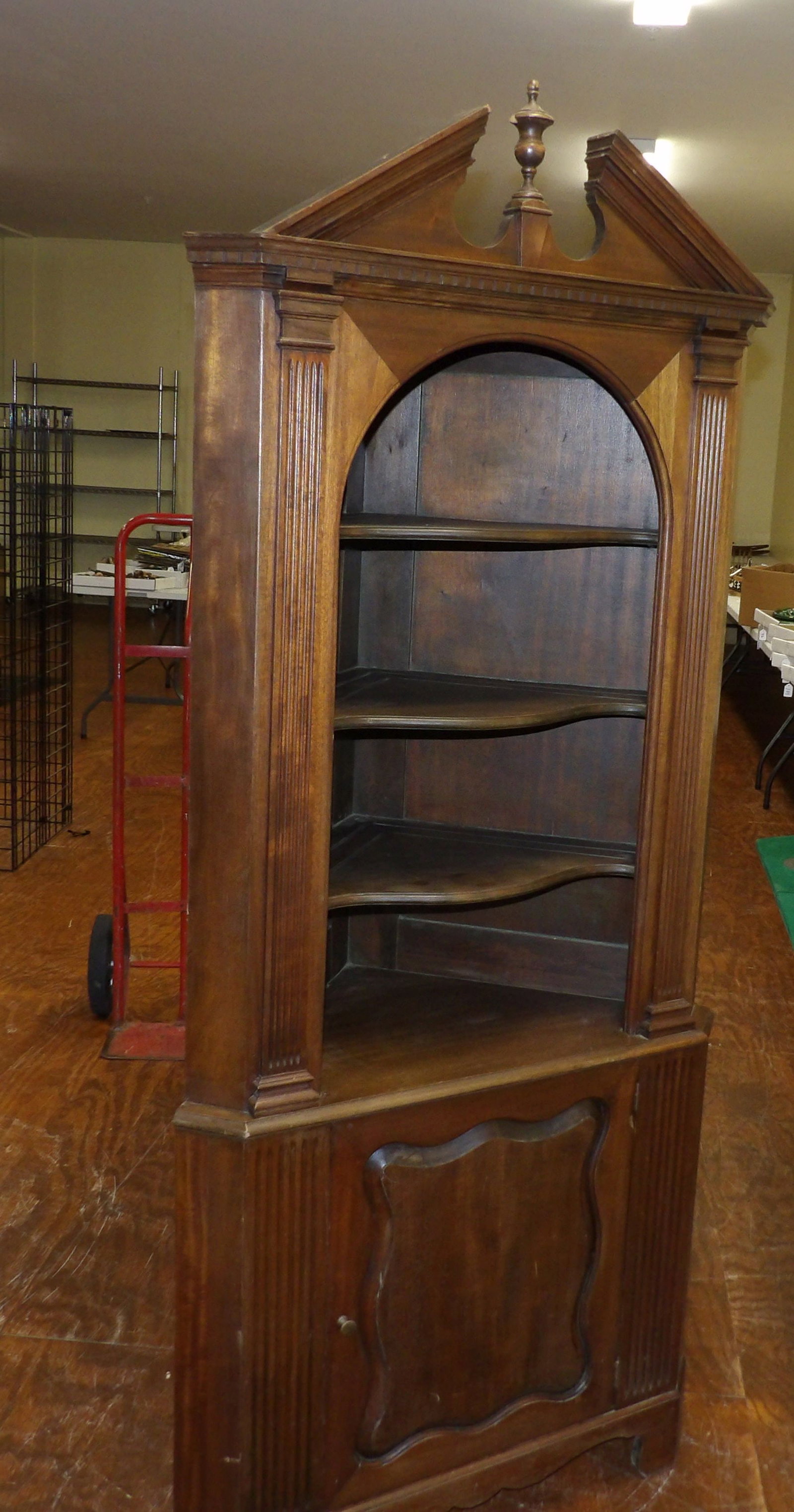 Antique Corner Cupboard: Antique Wooden Corner Cupboard, 74" X 32" Wide, Excellent Condition. All measurements approximate. Please see photos for condition and details. Selling as is from 04281.