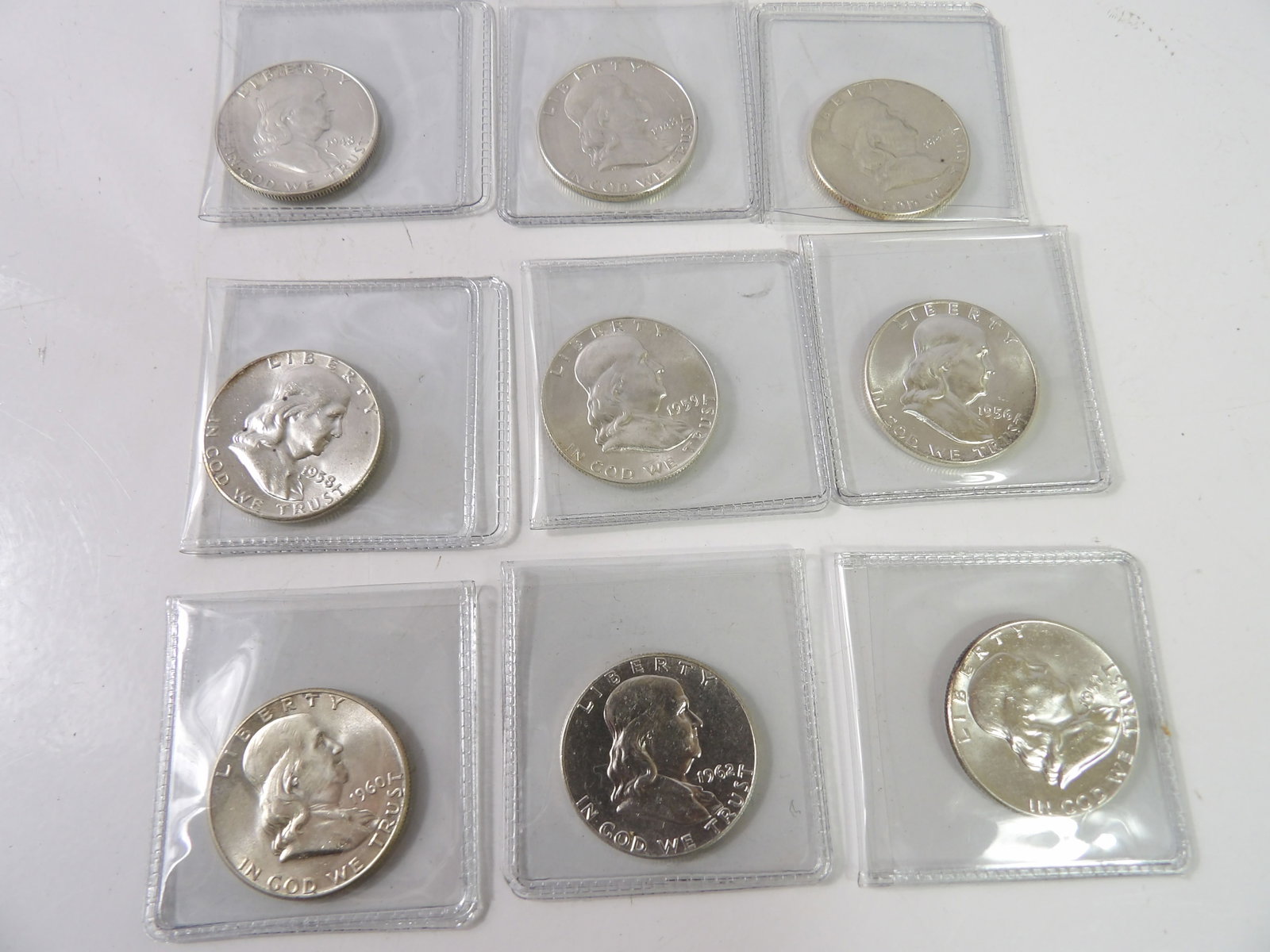 9 PCS.-Franklin Half-Dollars (1 of 6)