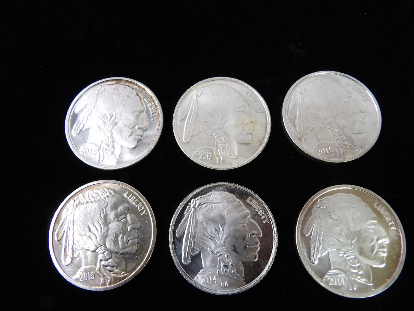 6 Silver Buffalo Rounds - 2