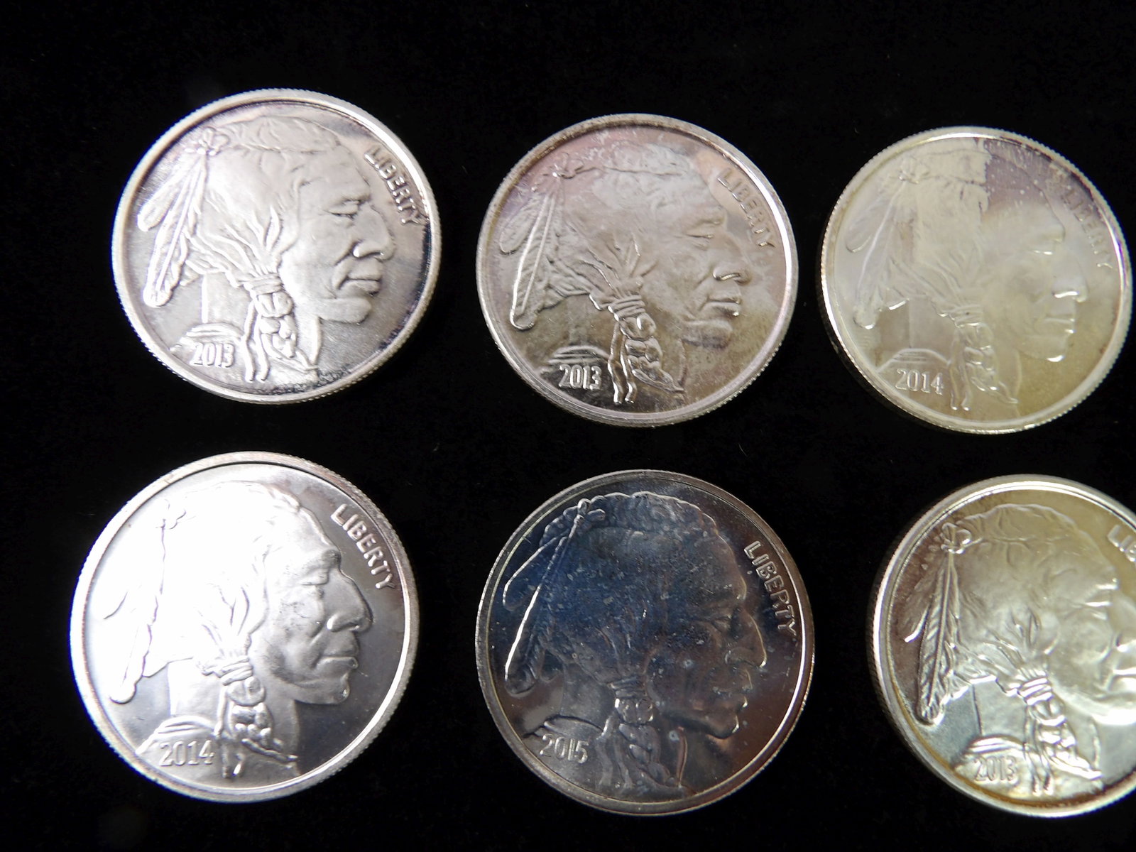 6 Silver Buffalo Rounds - 2