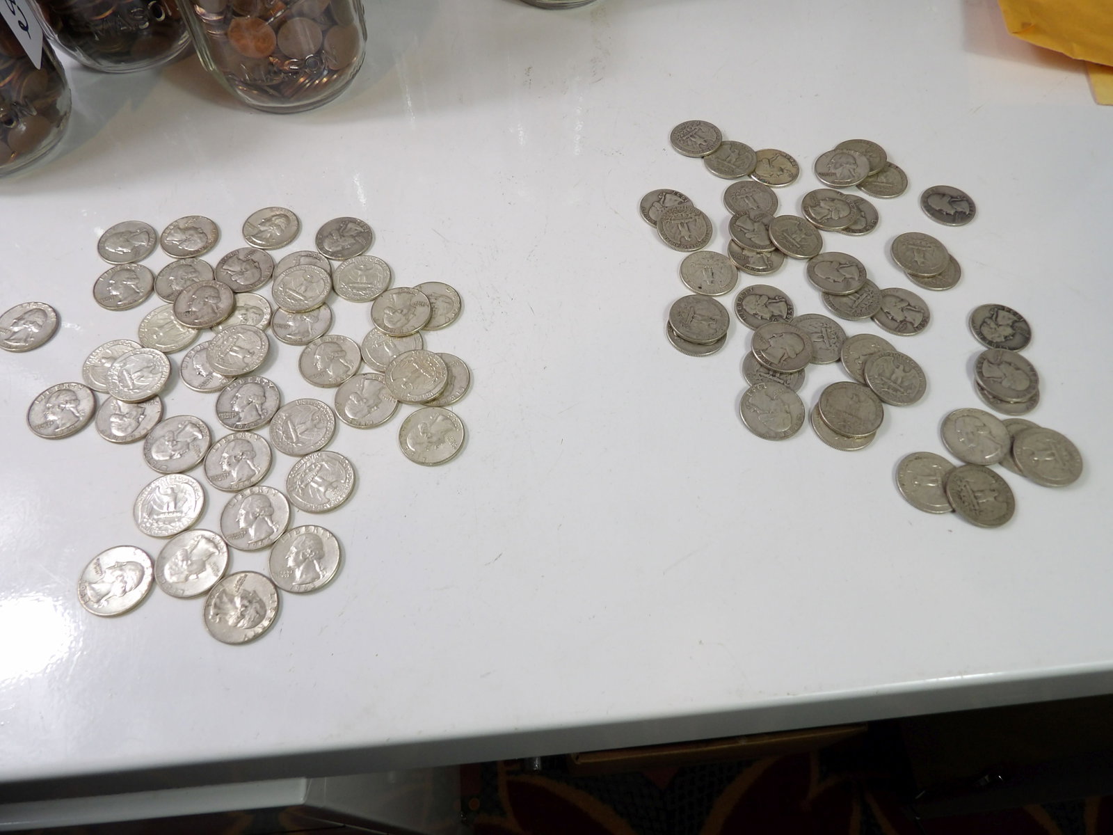 2 Rolls Silver Quarters, 1964 Or Older: 2 Complete Rolls (40 Each) Silver Quarters. 80 Coins Total. All 1964 or Older. All measurements approximate. Please see photos for condition and details. Selling as is from 04281.