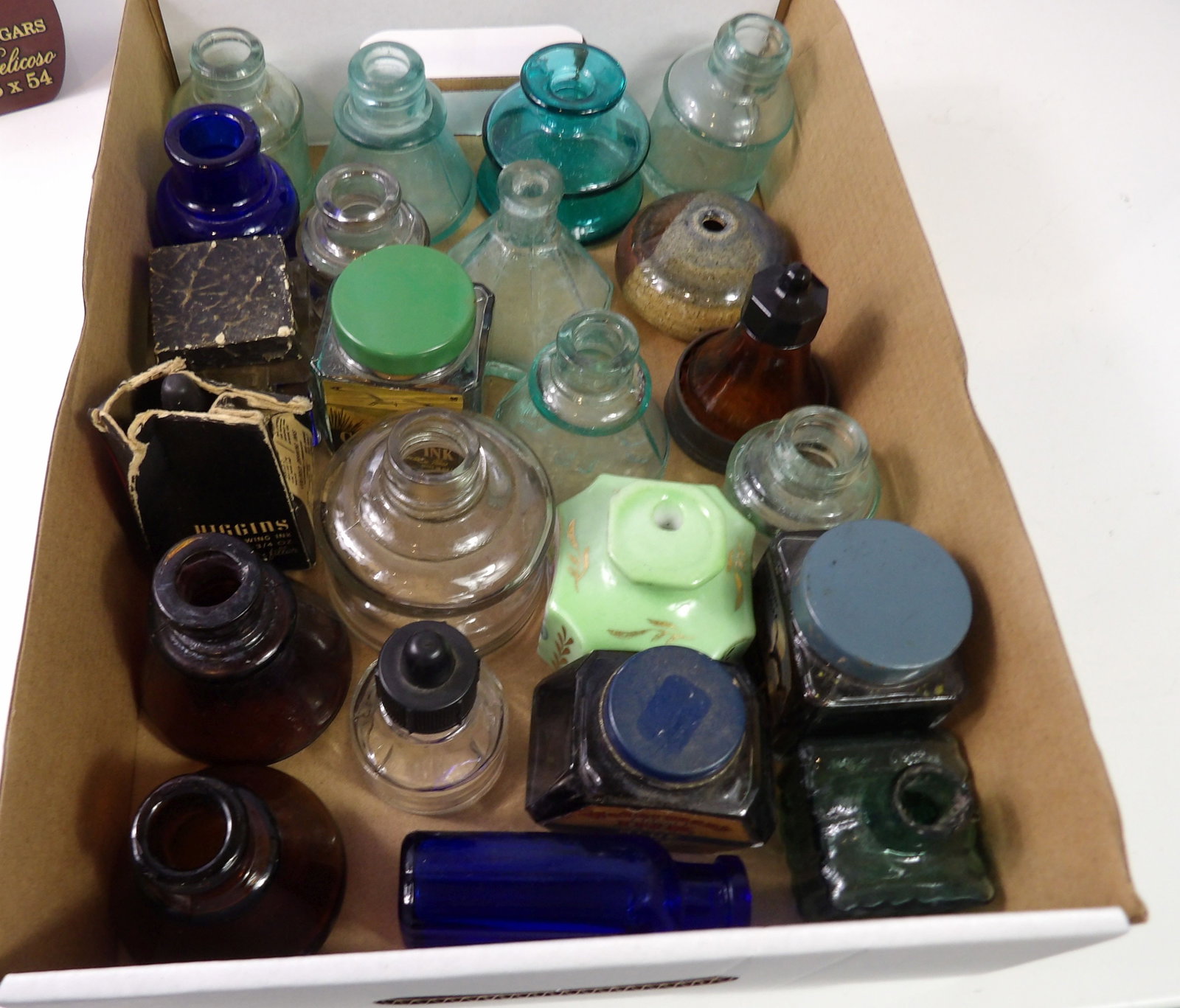 23 PCS.- Early Ink Bottles: Lot of 23 Early Ink Bottles. All measurements approximate. Please see photos for condition and details. Selling as is from 04281.