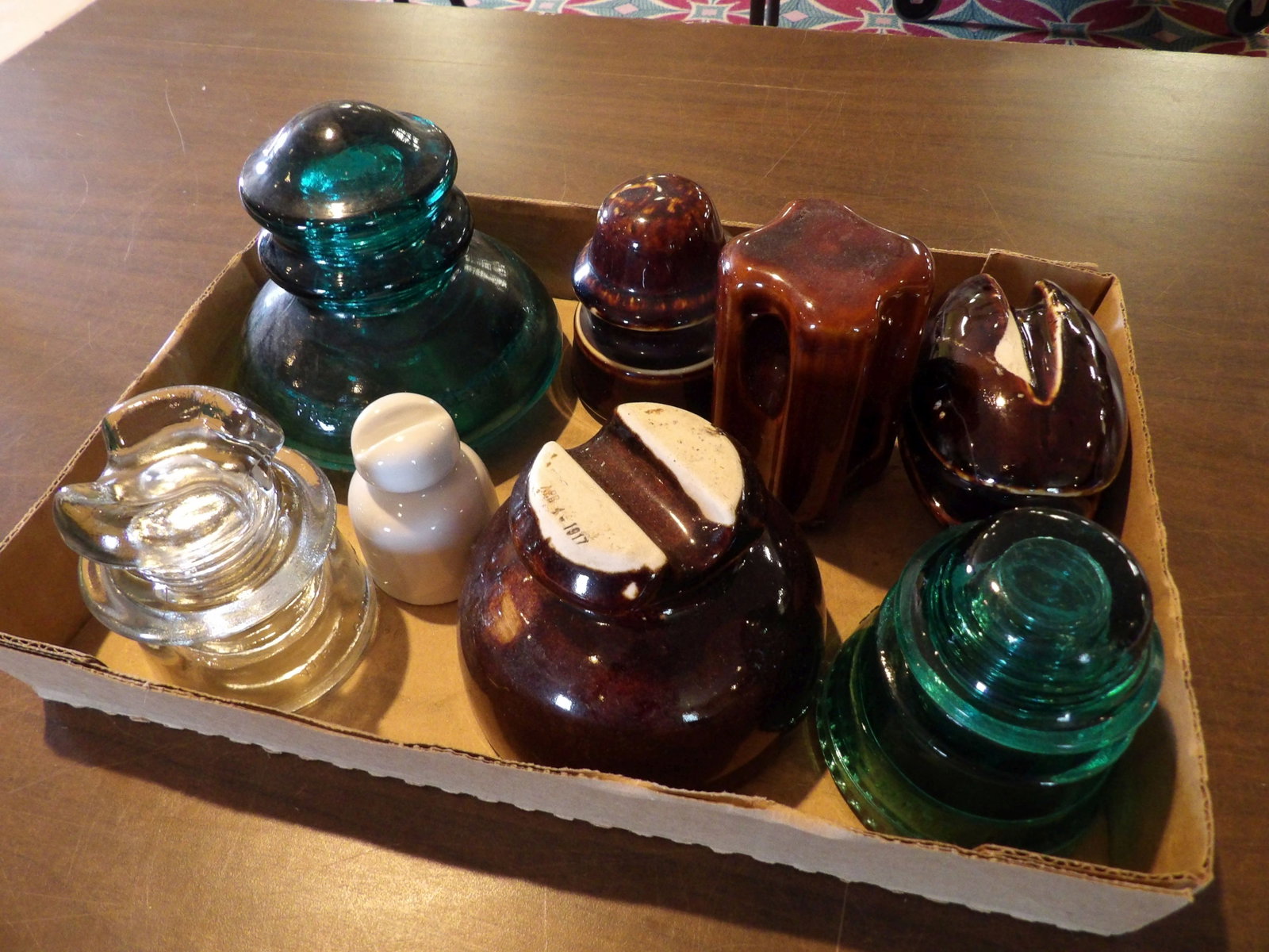 8 PCS.-Glass Insulators: Lot of 8 Glass Insulators. All measurements approximate. Please see photos for condition and details. Selling as is from 04281.