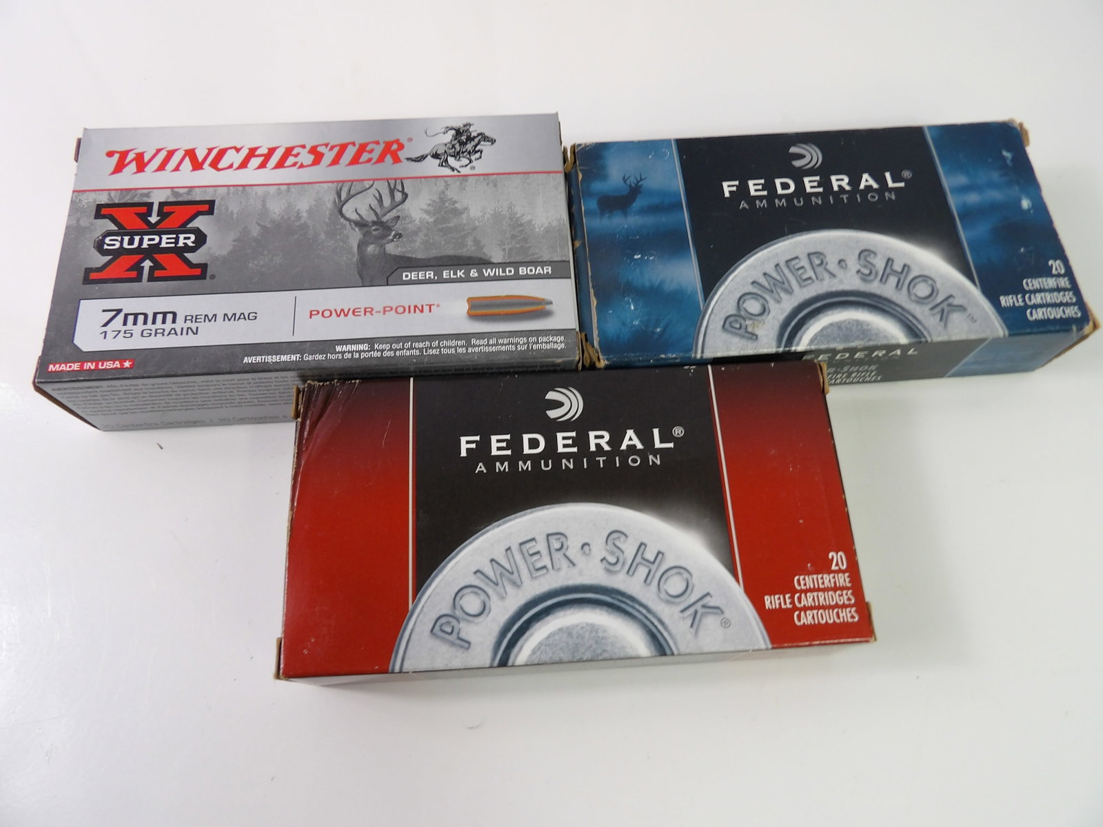 3 Boxes 7mm Remington Magnum 175 & 150 Grain Ammunition: 3 Boxes, 7 mm Remington Magnum, (2) 175 Grain and (1) 150 Grain. All measurements approximate. Please see photos for condition and details. Selling as is from 04281.