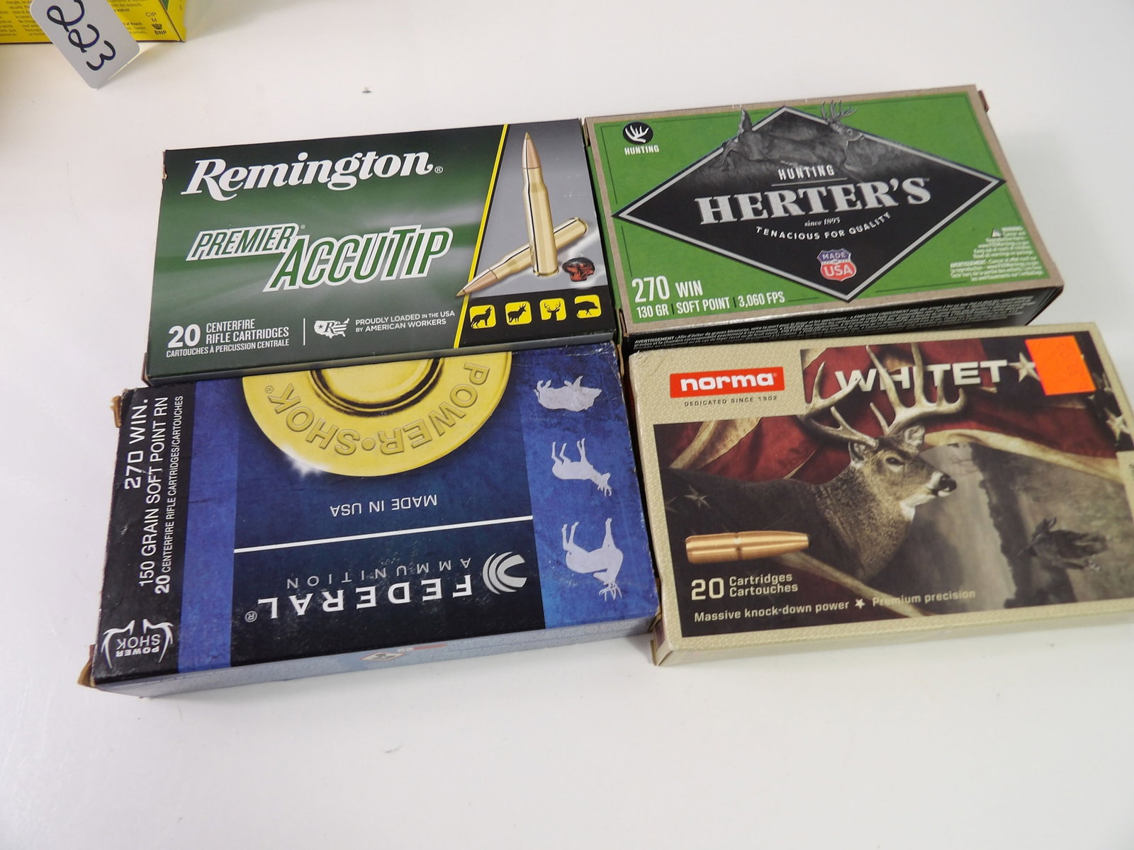 4 Boxes 270 Winchester 130 & 150 Grain Ammunition: 4 Boxes, 270 Winchester, (3) 130 Grain, (1) 150 Grain. All measurements approximate. Please see photos for condition and details. Selling as is from 04281.