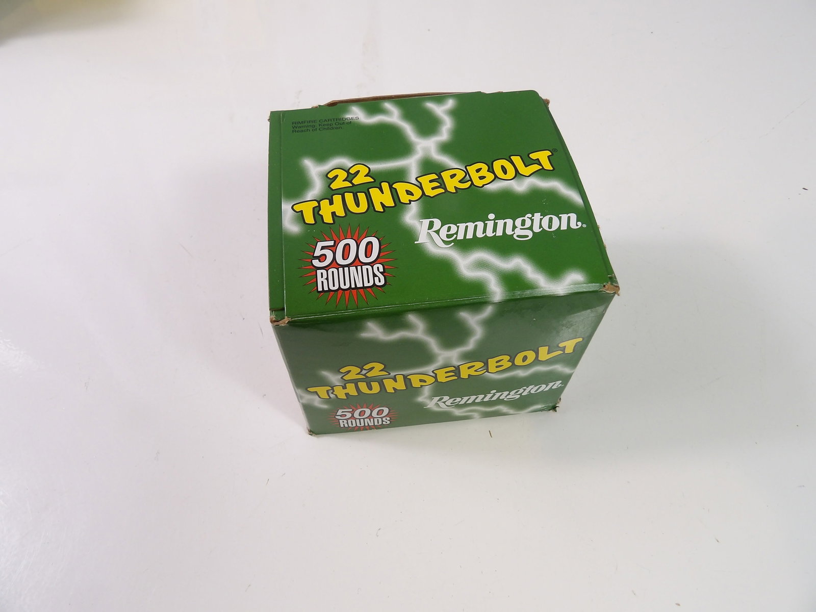 1 Box (500 Count) 22 Long Rifle Thunderbolt Ammunition: 1 Box, 500 Count, 22 Long Rifle Thunderbolt. All measurements approximate. Please see photos for condition and details. Selling as is from 04281.