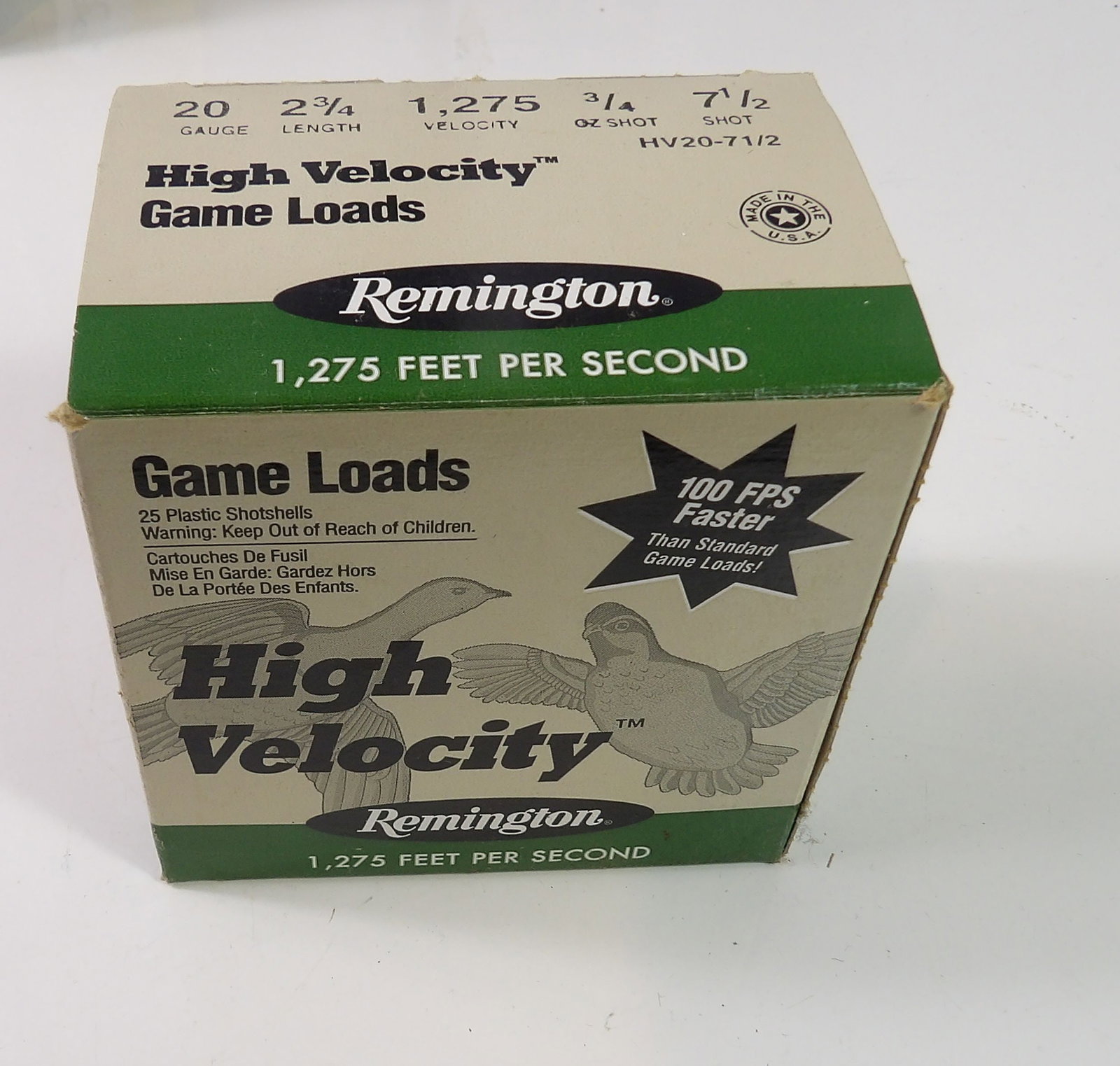 1 Box 20 Gauge 2 3/4" 3/4 oz. Shot: 1 Box 20 Gauge 2 3/4", 3/4 oz. Shot. All measurements approximate. Please see photos for condition and details. Selling as is from 04281.