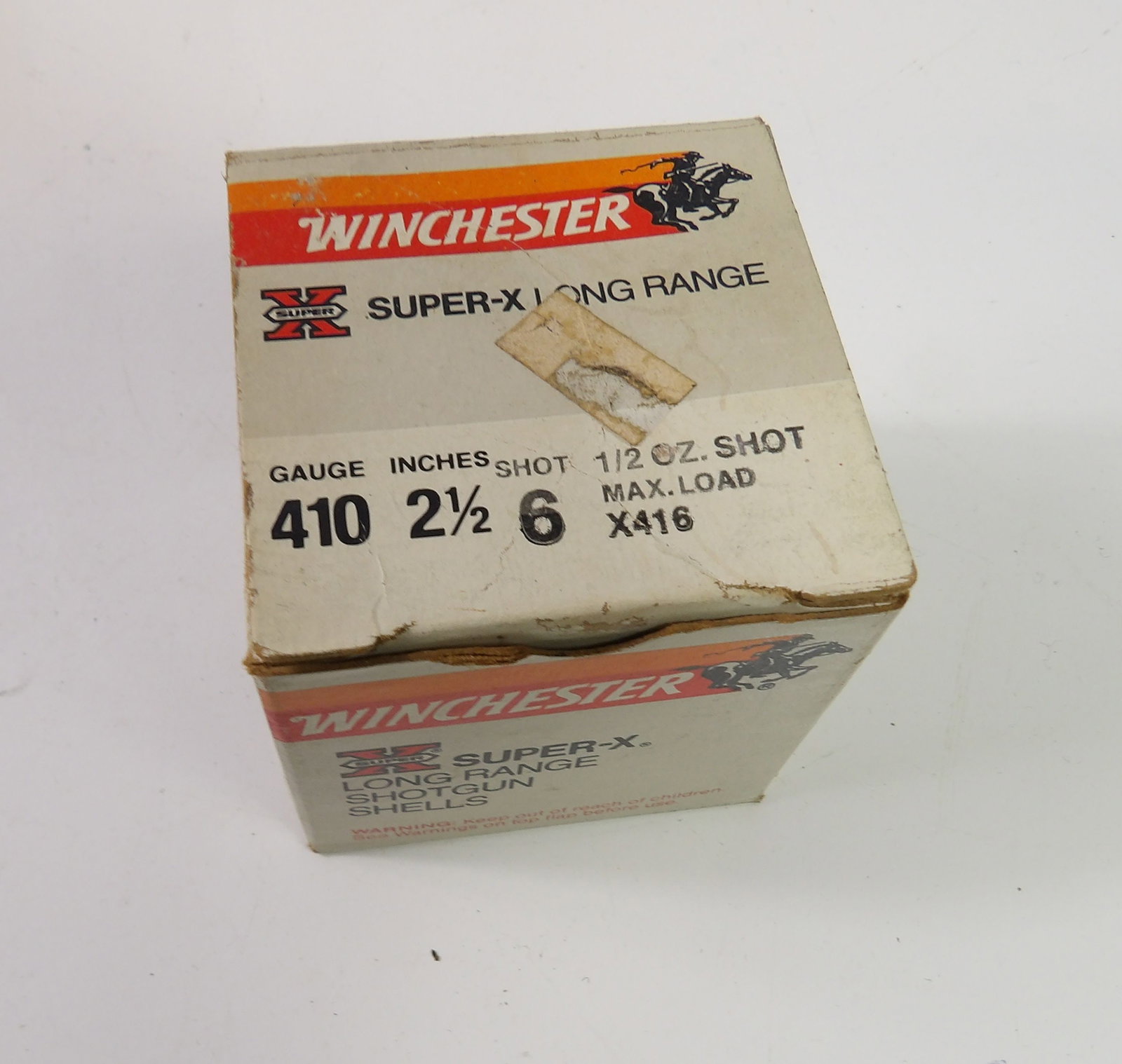 1 Box 410 Gauge 2 1/2" #6 Shot: 1 Box, 410 Gauge 2 1/2", #6 Shot. All measurements approximate. Please see photos for condition and details. Selling as is from 04281.