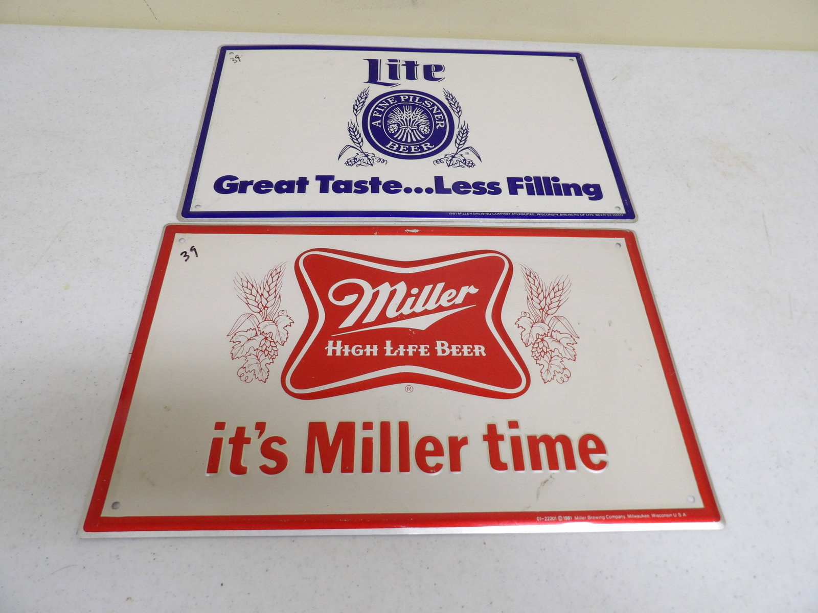 Pair of Miller Brewing Tin Advertising Signs (1 of 4)