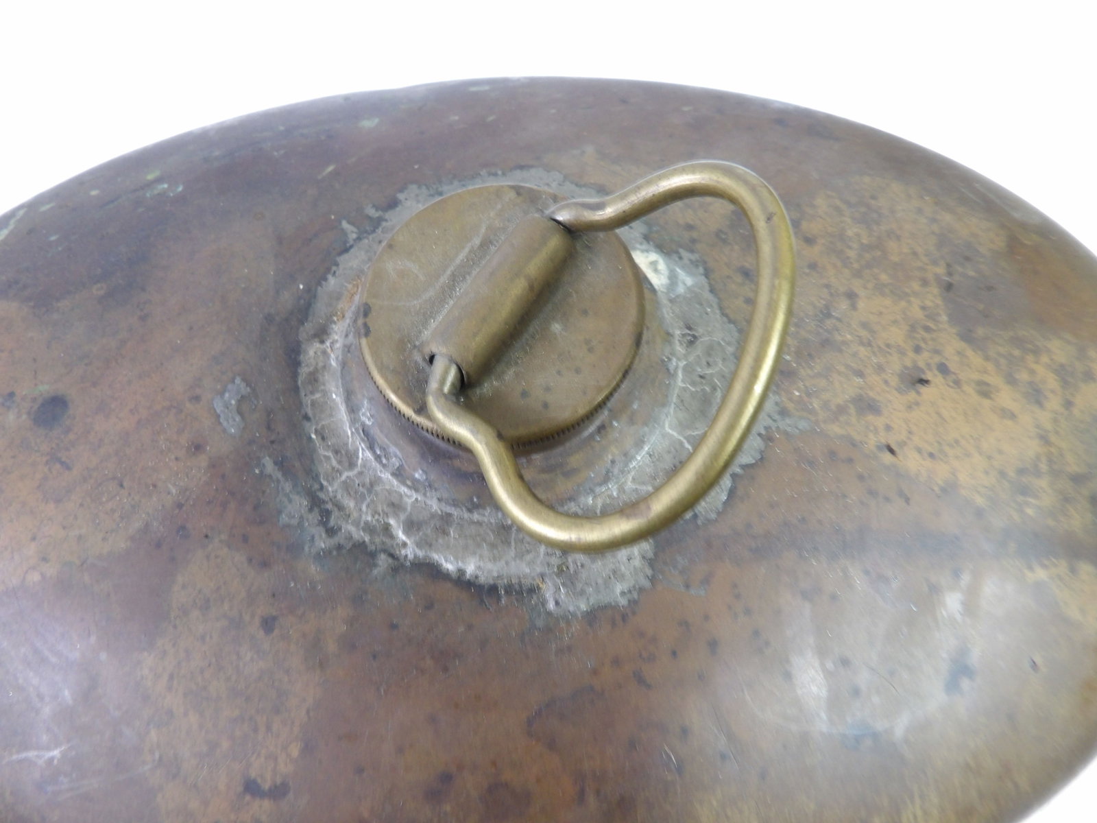 Antique Oval Copper Bed Warmer: Antique Oval Copper Bed Warmer with Brass Handle and Screw Top, 11" Long. All measurements approximate. Please see photos for condition and details. Selling as is from 04281.