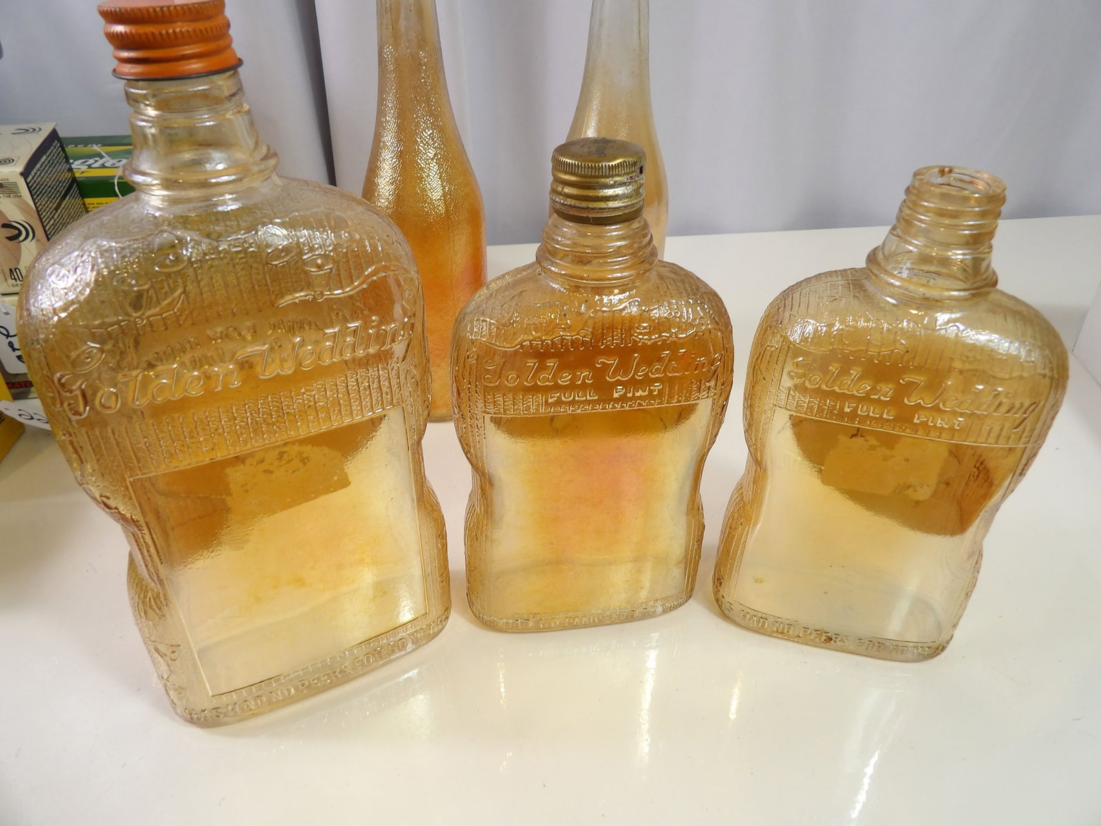5 Vintage Golden Wedding Whiskey and Beer Bottles (1 of 5)