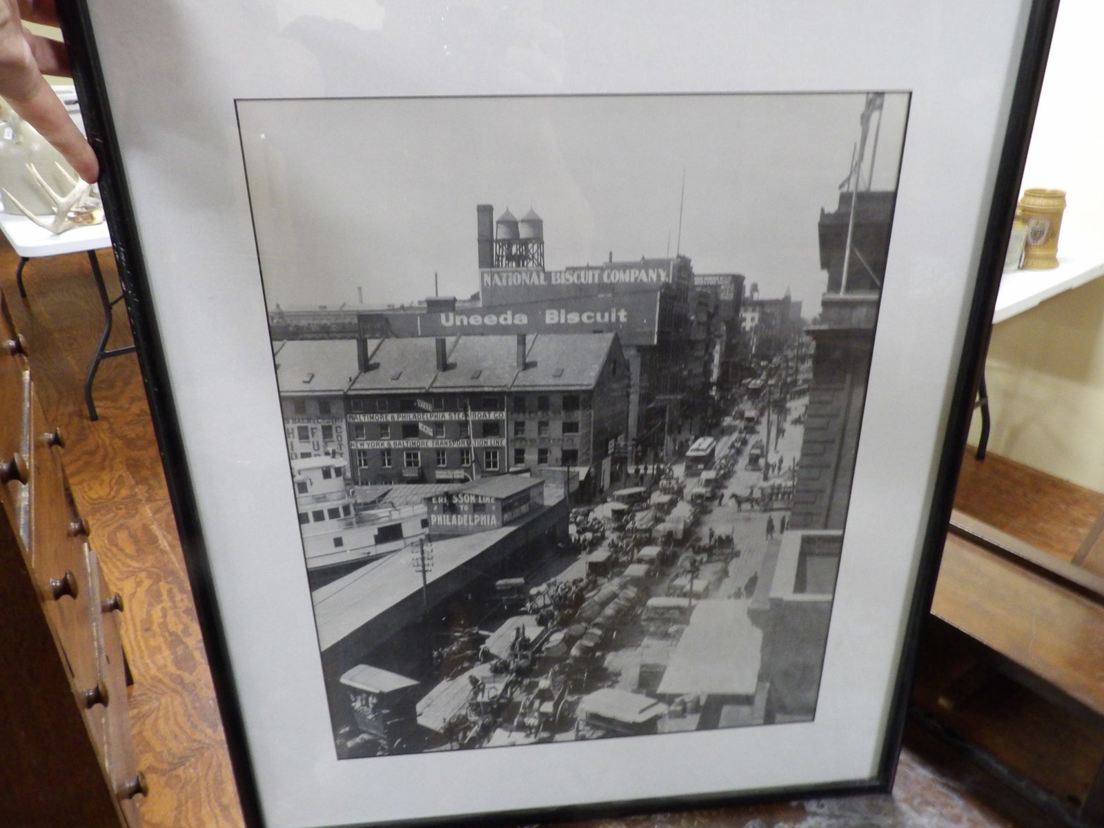 Vintage Photo of Baltimore Waterfront: Vintge Photo of Baltimore Waterfront with Natural Biscuit Company and Uneeda Biscuit Signage, 22" X 25". All measurements approximate. Please see photos for condition and details. Selling as is from