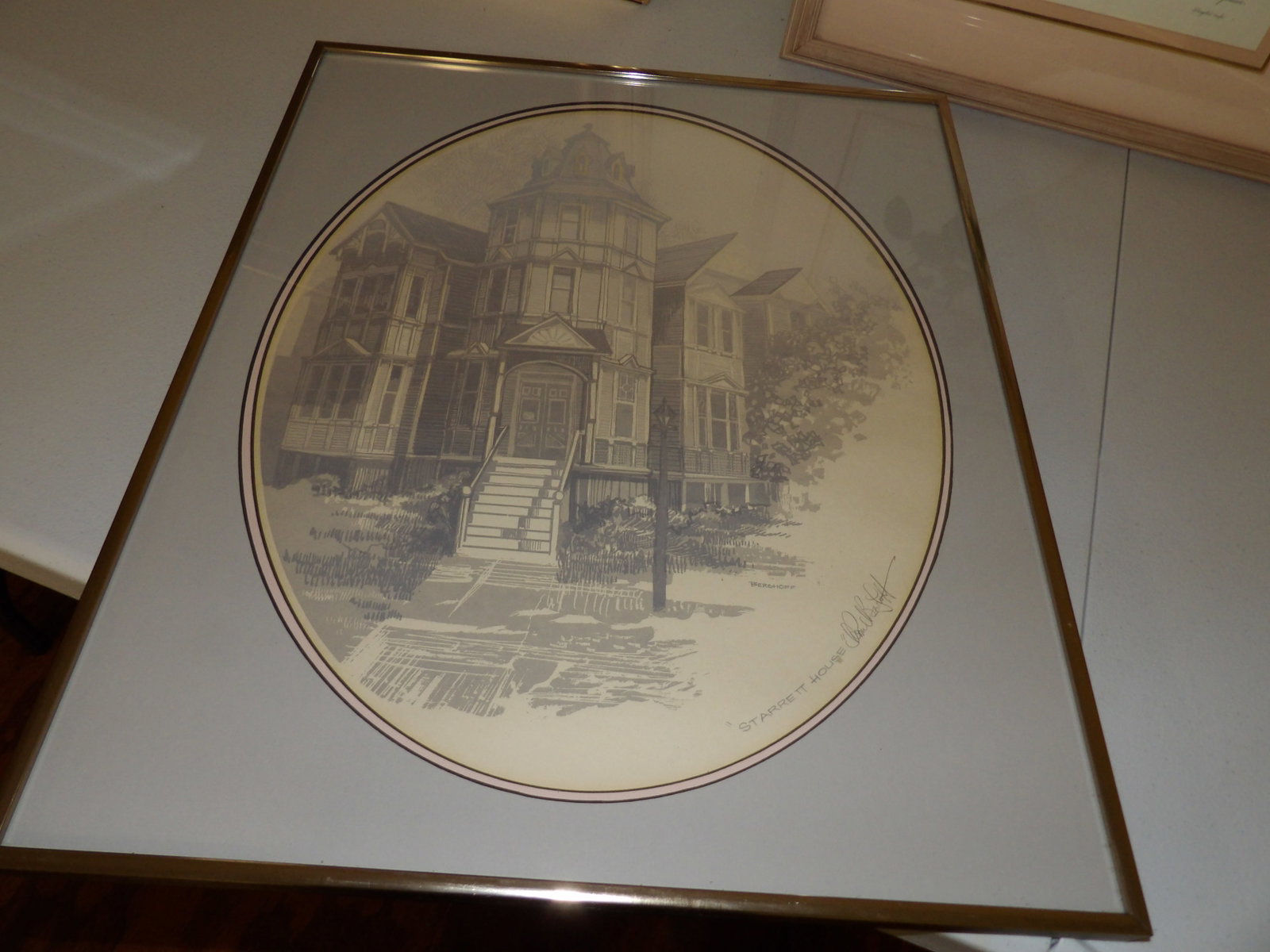 Signed Serigraph Print, Starrett House by Roger Berghoff: Roger Berghoff Signed Serigraph Print "Starrett House" Victorian Mansion. 20" X 24".