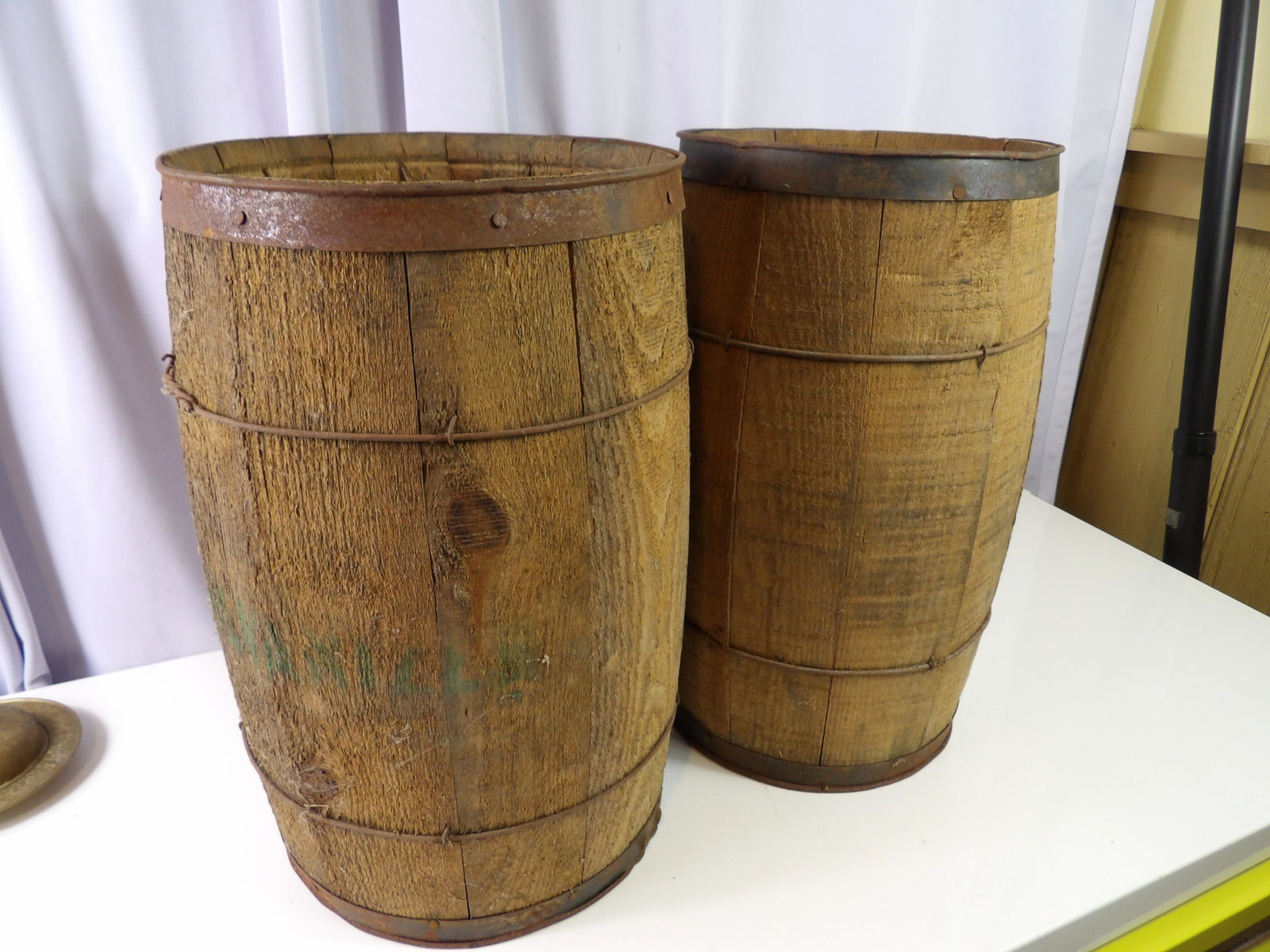 Pair of Vintage Wooden Nail Kegs (1 of 3)